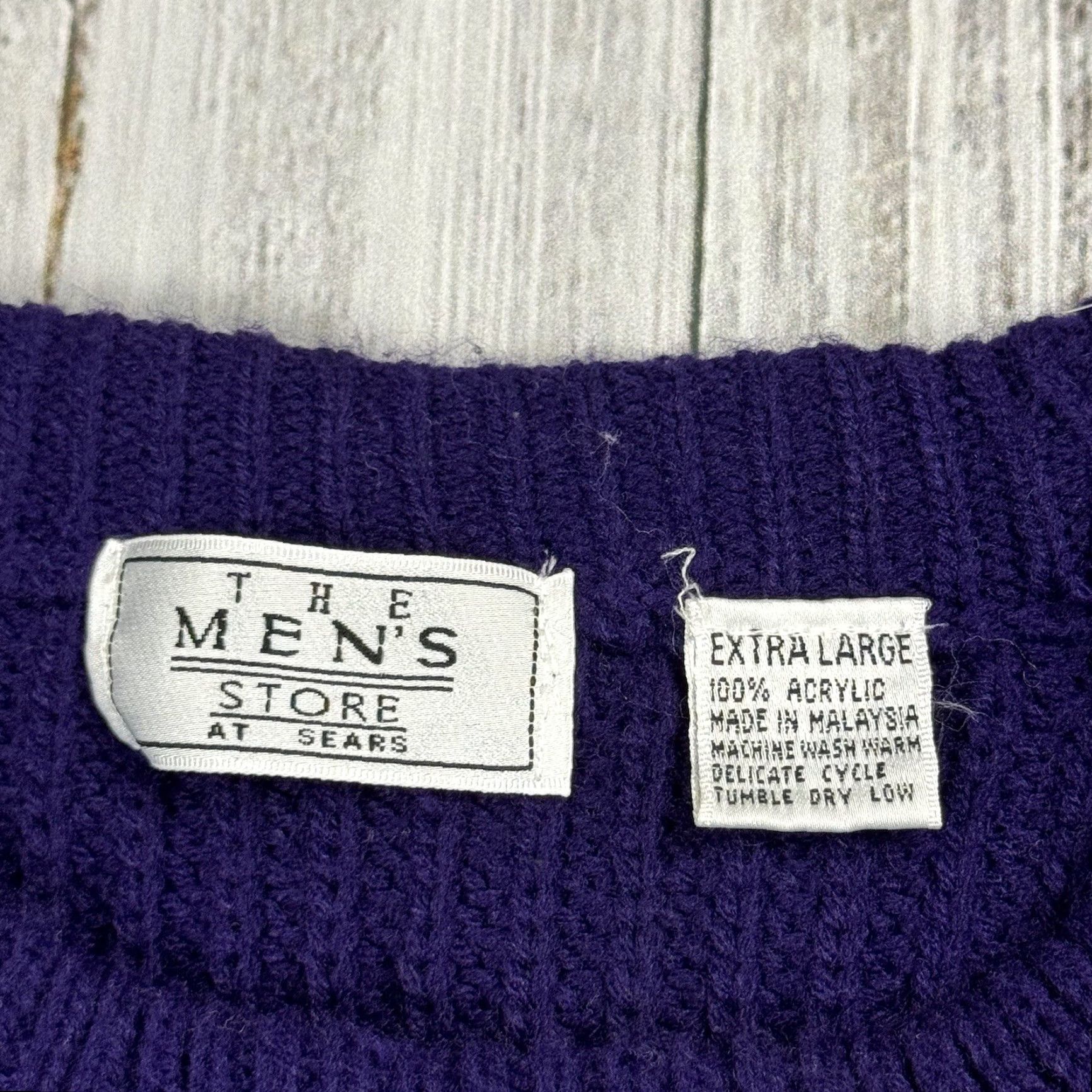Sears VTG Sears Purple Pullover Sweater - Acrylic Chunky Knit - 90s / 80s Dad Style - Men's XL - Solid Crew Neck - Vintage Knitwear Size US XL / EU 56 / 4 - 3 Thumbnail