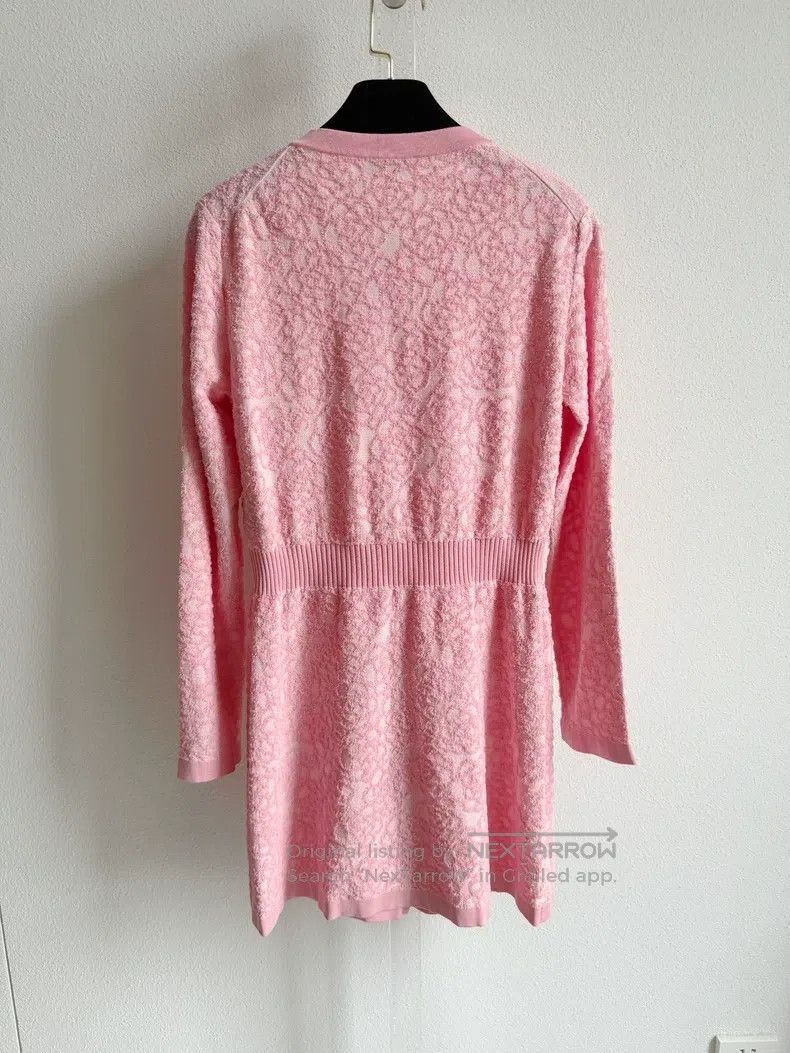 Chanel Chanel 21C pink embossed camelia knitted dress Size XS / US 0-2 / IT 36-38 - 5 Thumbnail