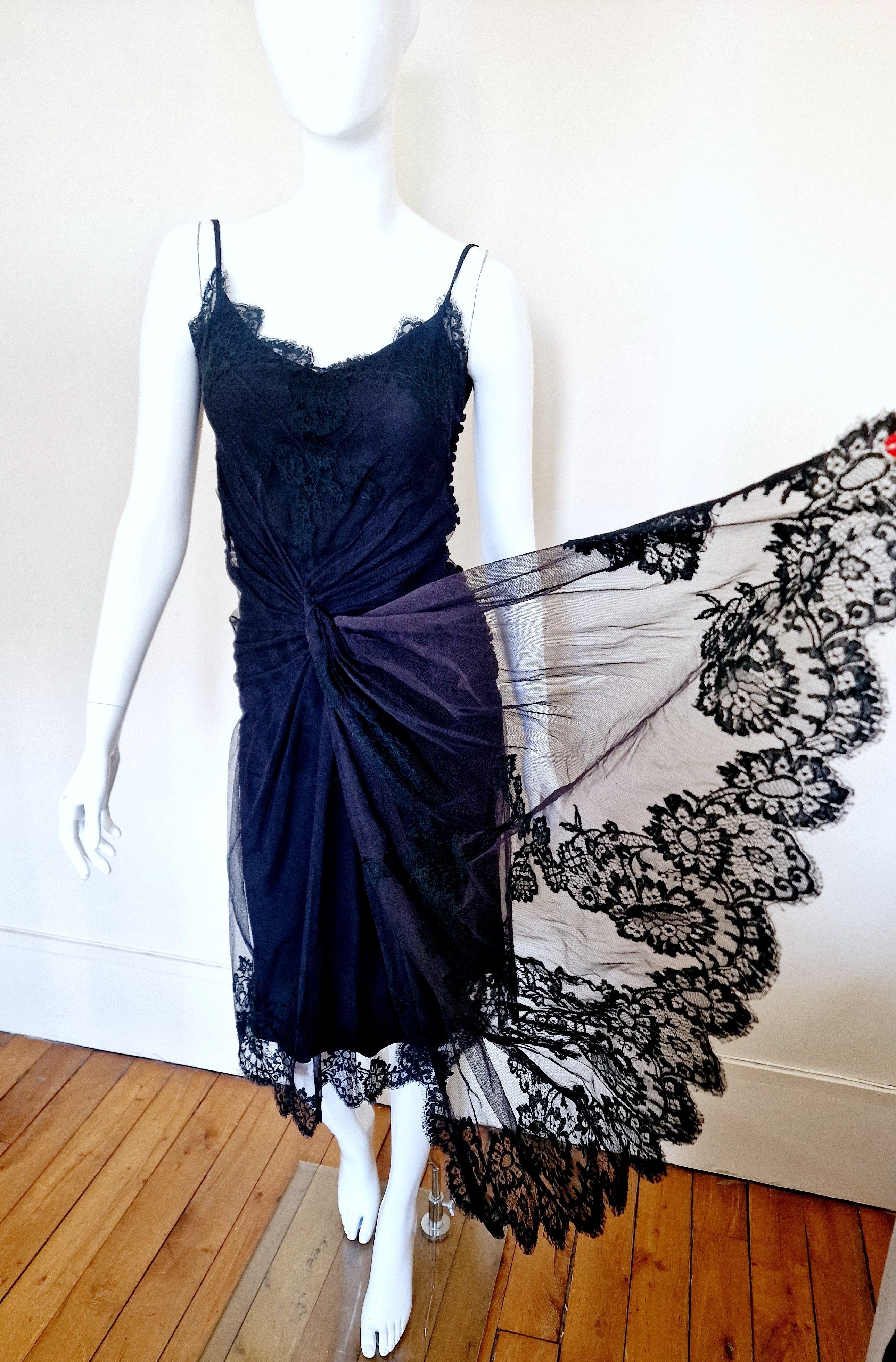 Dior Christian Dior S/S 2008 John Galliano Lace Veil Dress Size S / US 4 / IT 40 - 2 Thumbnail