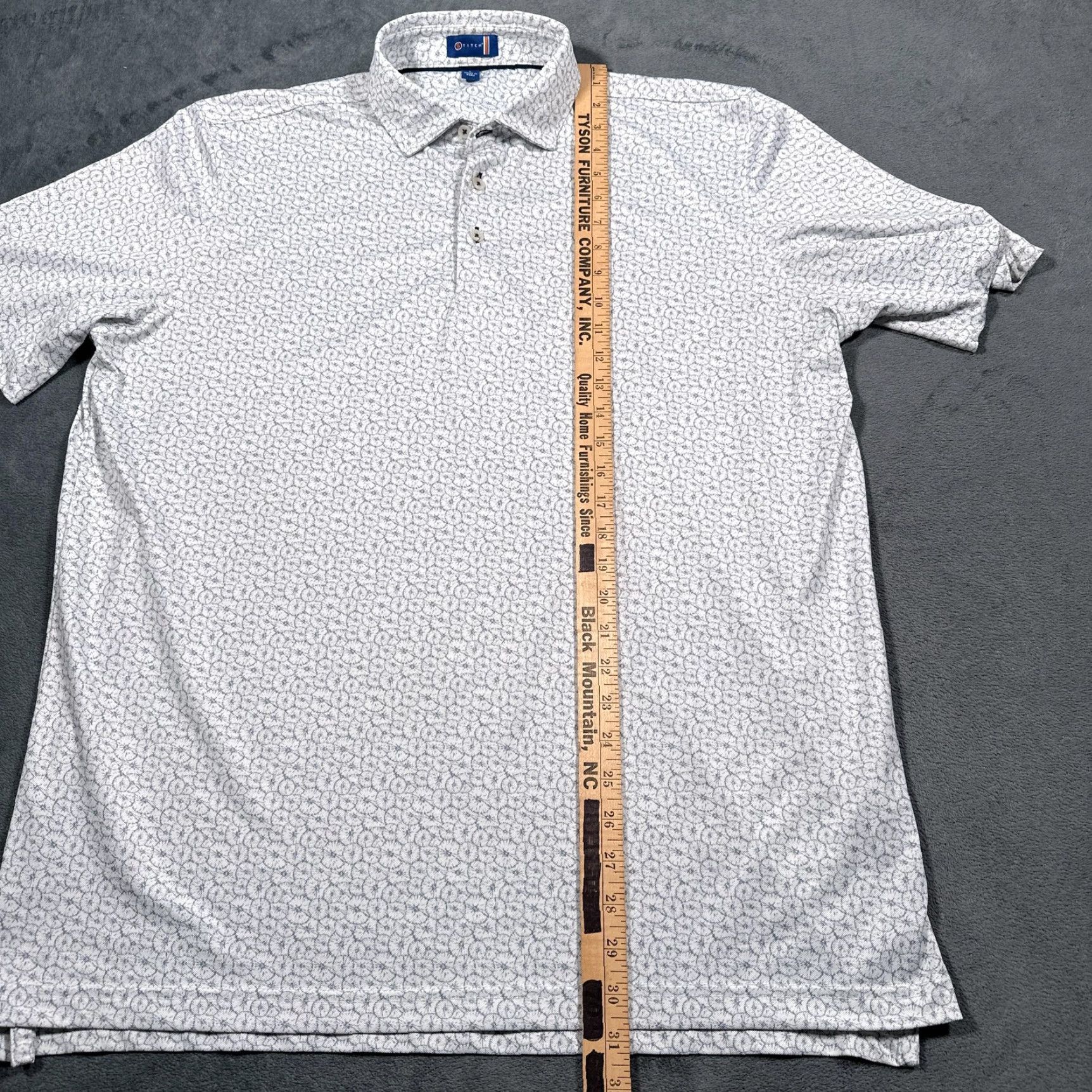 Stitch Polo Shirt Mens Large Gray Patterned Golf Stretch Comfort Athletic Peru