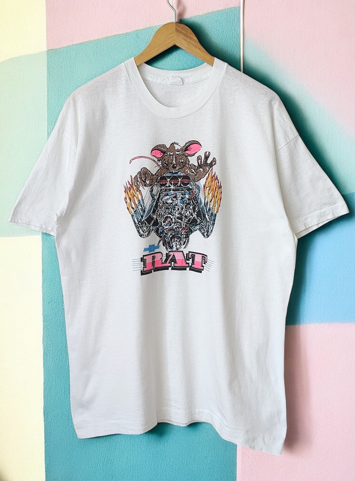 Vintage RARE Ed Big Daddy Roth RAT Fink Vintage 90s Tshirt Size US XL / EU 56 / 4 - 1 Thumbnail