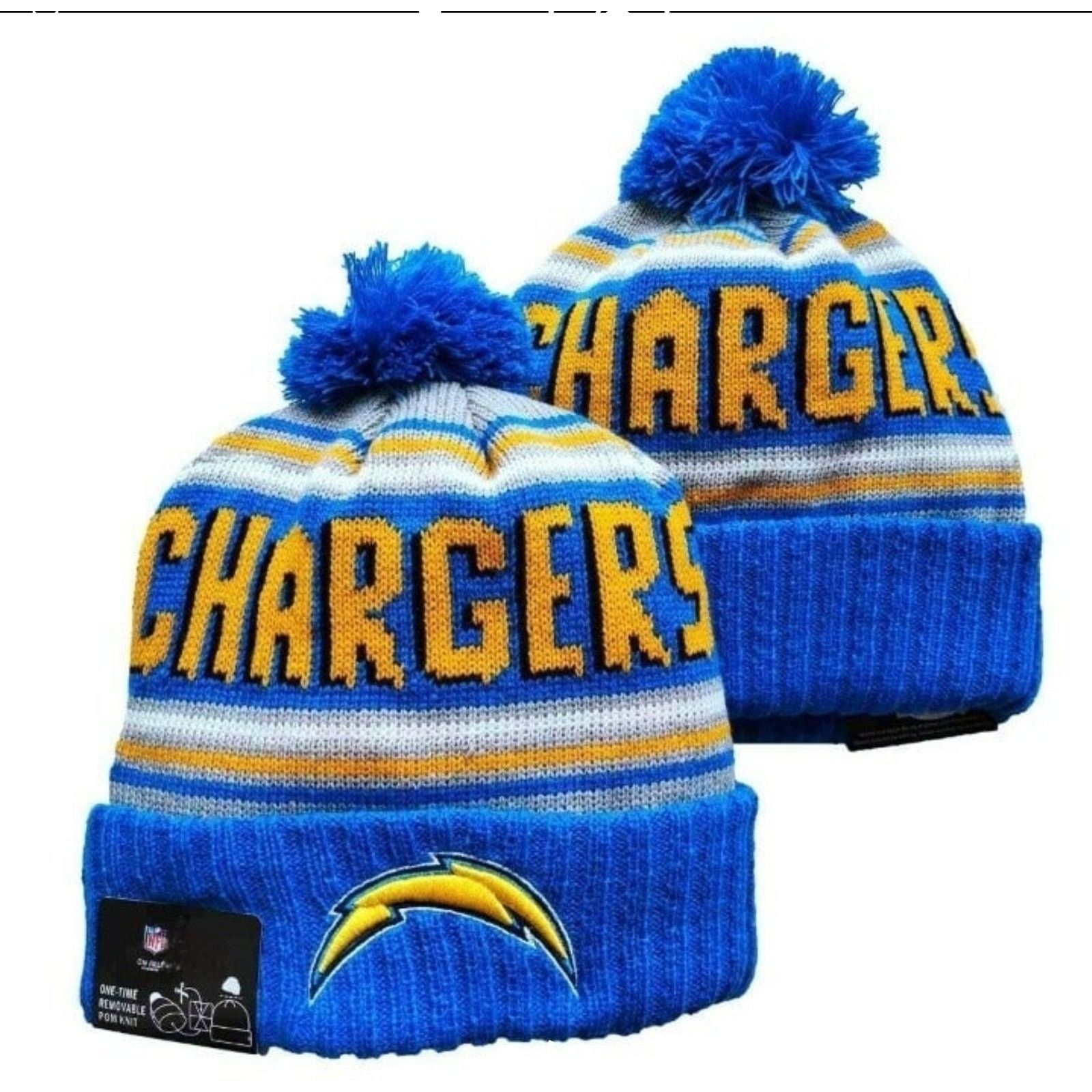 Other NWT Los Angeles Chargers Knit Pom Beanie Fleece Lining OSFA Size ONE SIZE - 1 Thumbnail