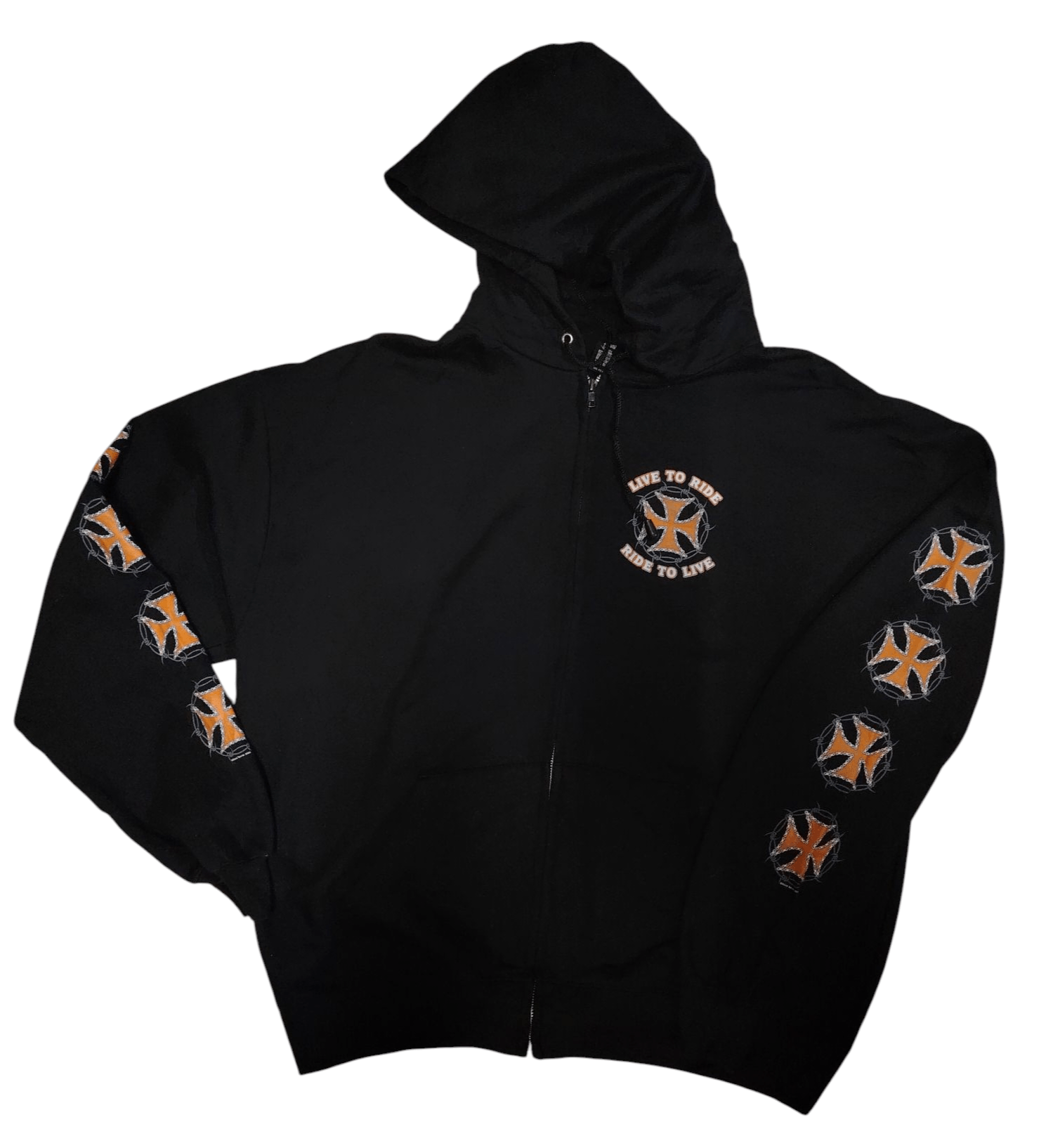 Vintage Vintage Y2K 2003 Iron Cross Live to Ride Zippup Hoodie Size US XXL / EU 58 / 5 - 1 Thumbnail