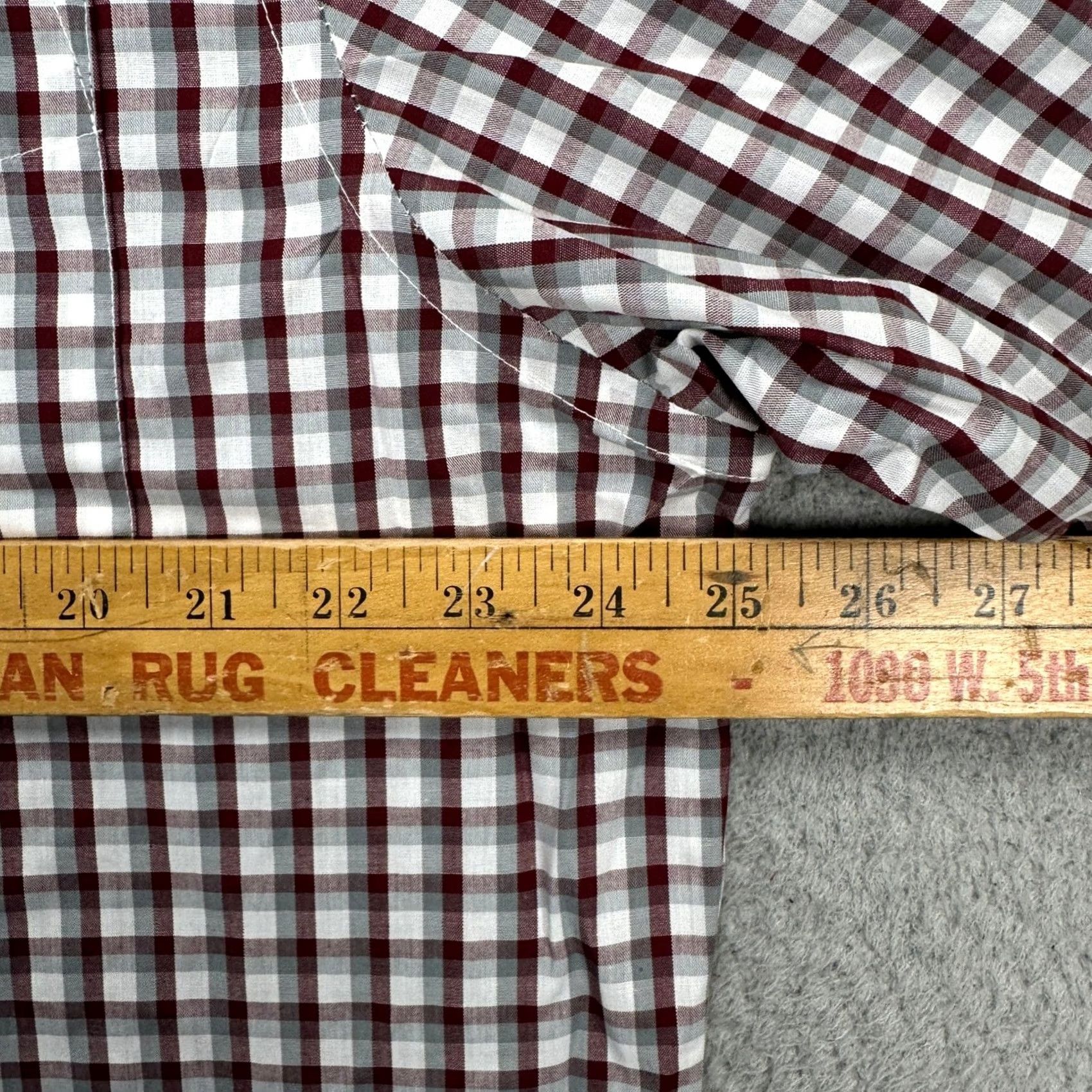 Van Heusen VINTAGE Van Heusen Shirt Dress Men 17-17.5 XL Red Gray Plaid Button-Down Pocket Slim NEW Size 46R - 7 Thumbnail
