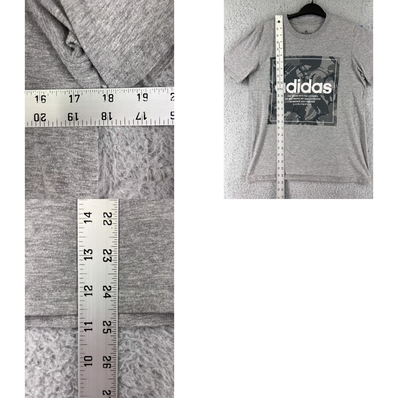 Adidas Adidas Shirt Men XS Gray Camouflage Logo Cotton 3 Stripes Jersey Shirt Sports Size US XS / EU 42 / 0 - 9 Thumbnail