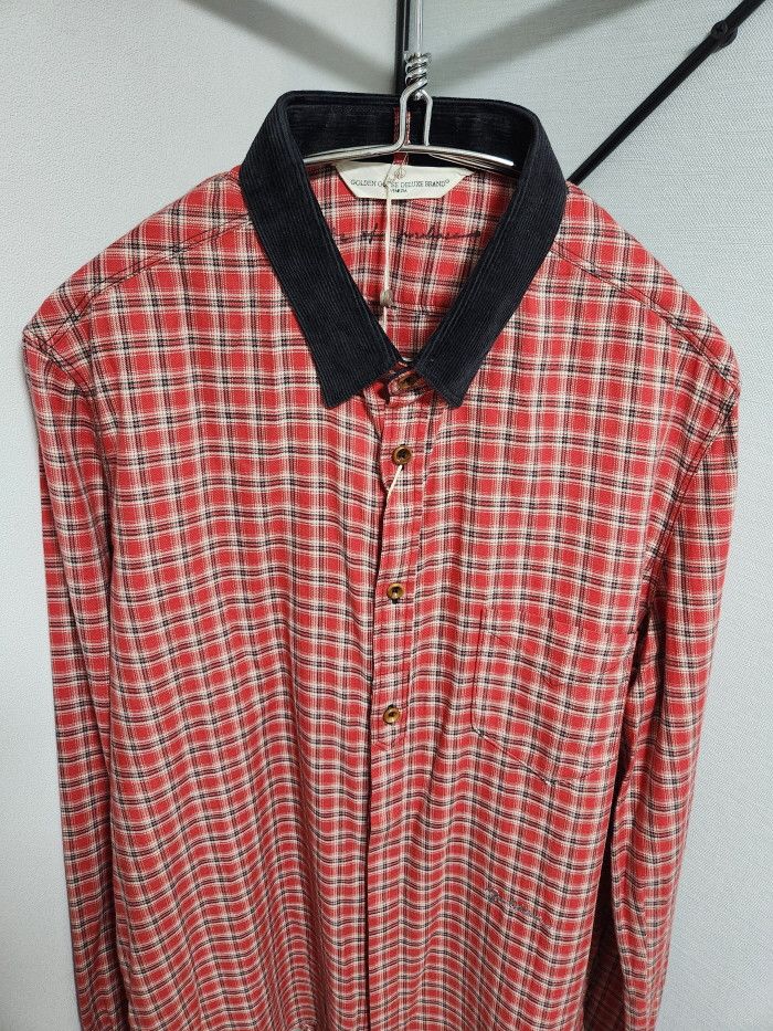Golden Goose GOLDEN GOOSE 코듀로이카라 레드 체크셔츠 Size S / US 4 / IT 40 - 2 Thumbnail