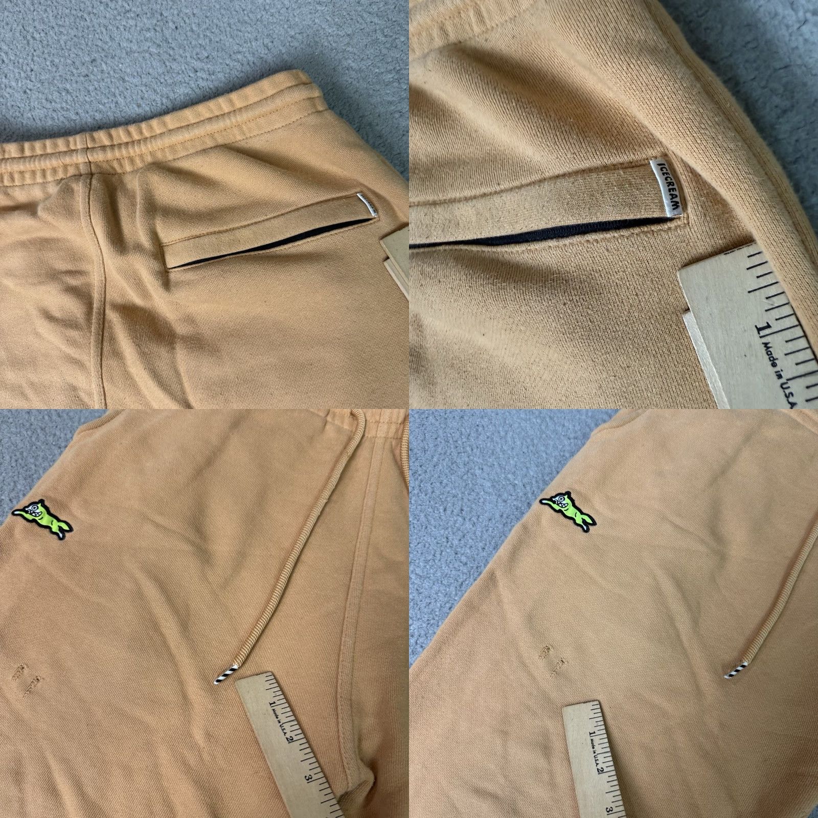 Vintage Ice Cream Sweatpants Mens L Orange Dog Graphic Print Pockets Distressed Casual Activewear Tapered Relaxed Fit Pants Size US 33 - 8 Thumbnail