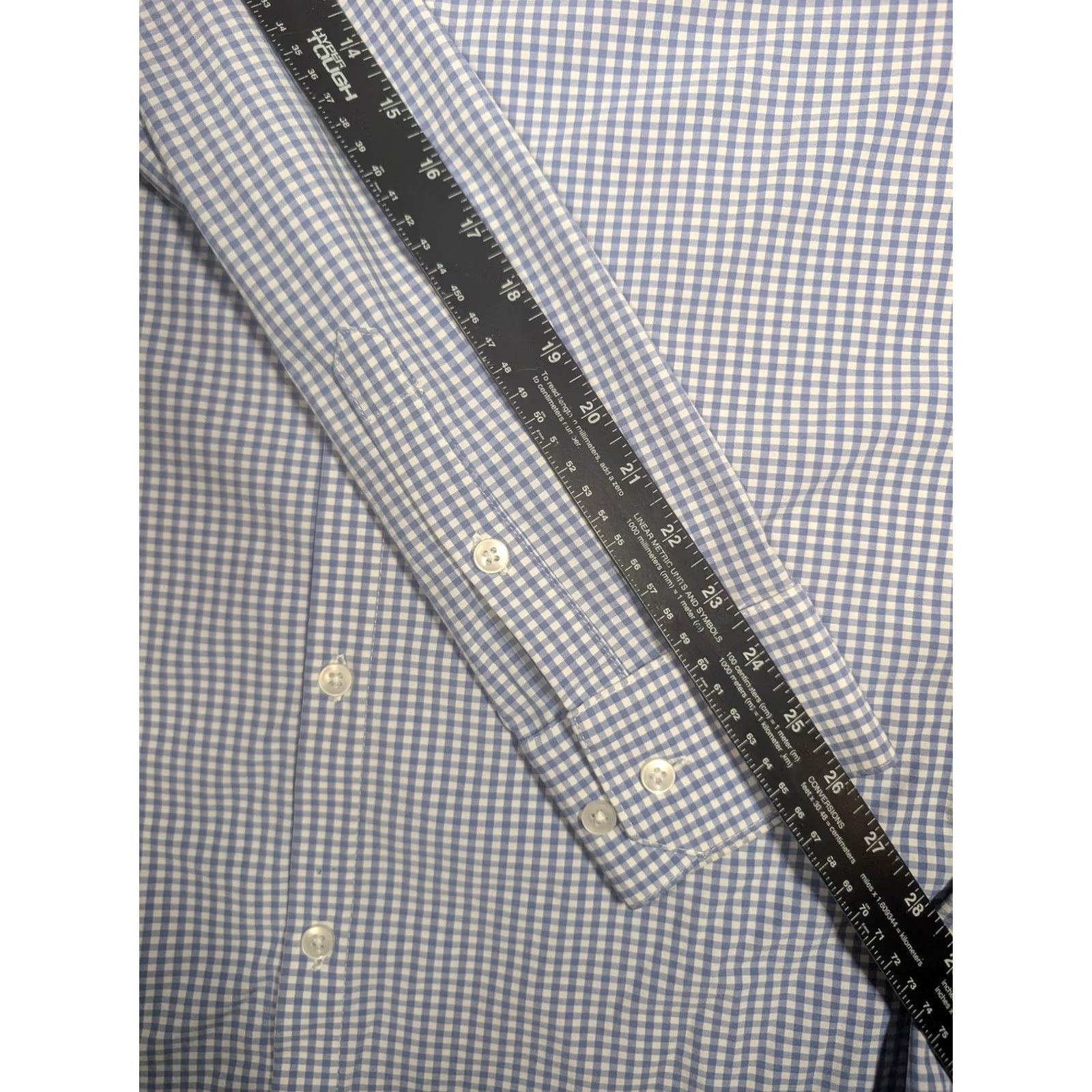 Mizzen+Main Mizzen+Main Dress Shirt Mens Large Blue Gingham Leeward Trim Fit Stretch USA Shirt Mens Large Blue Gingham Leeward Collection Size 42R - 4 Thumbnail