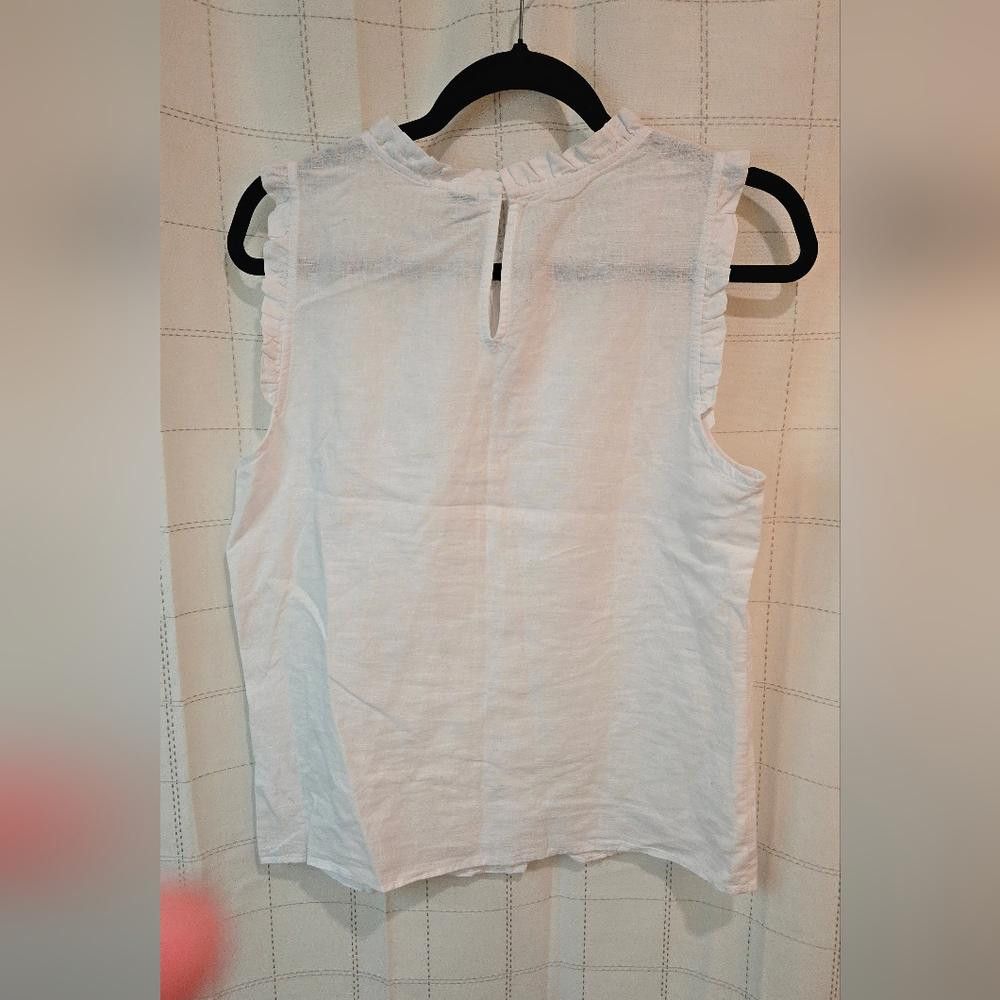 J.Crew J Crew Linen Blend Ruffleneck Top Size S / US 4 / IT 40 - 5 Thumbnail