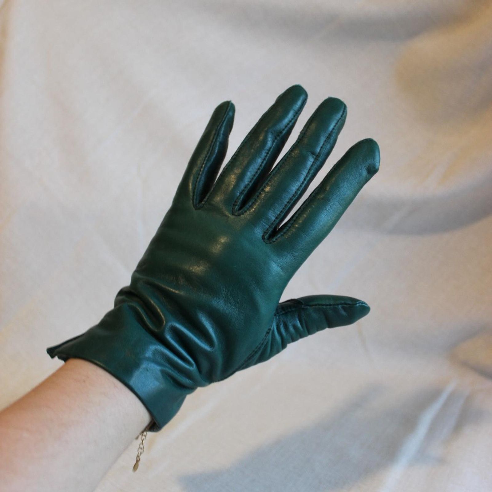 Other Vintage Deep Green Leather Gloves (XS) Size ONE SIZE - 2 Thumbnail