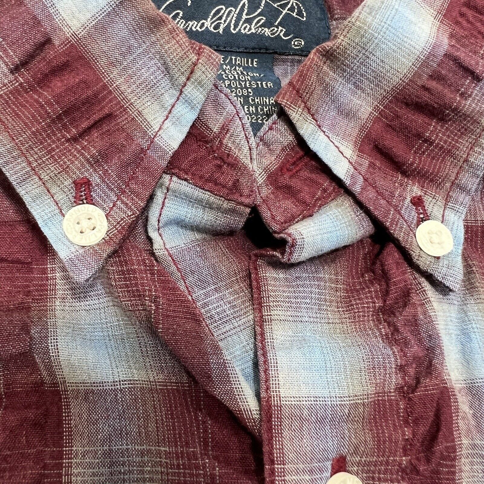 Other Arnold Palmer Button Down Maroon Short Sleeve Pocket Shirt Size US M / EU 48-50 / 2 - 4 Thumbnail
