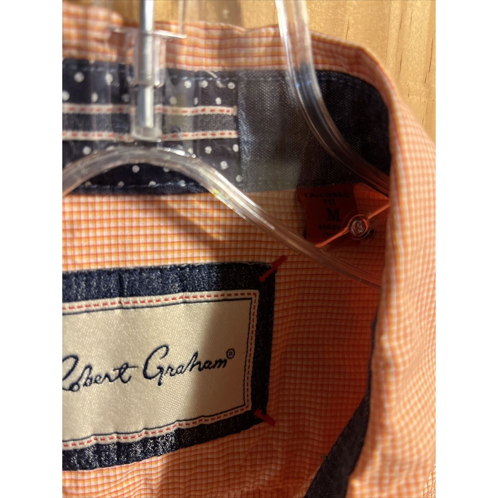 Robert Graham Robert Graham Men’s M Orange Check LS Button Up Cotton Shirt Size US M / EU 48-50 / 2 - 3 Thumbnail