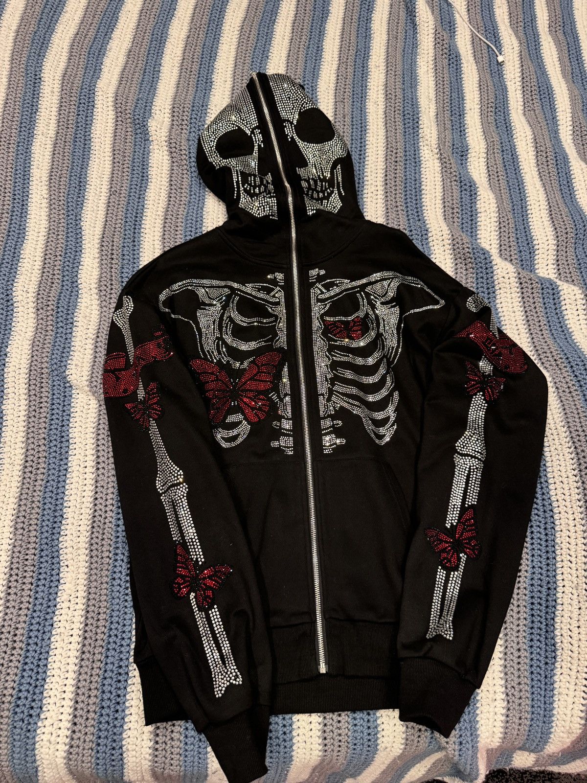 Designer Demons and Angels butterflies rhinestone skeleton hoodie Size US M / EU 48-50 / 2 - 1 Thumbnail