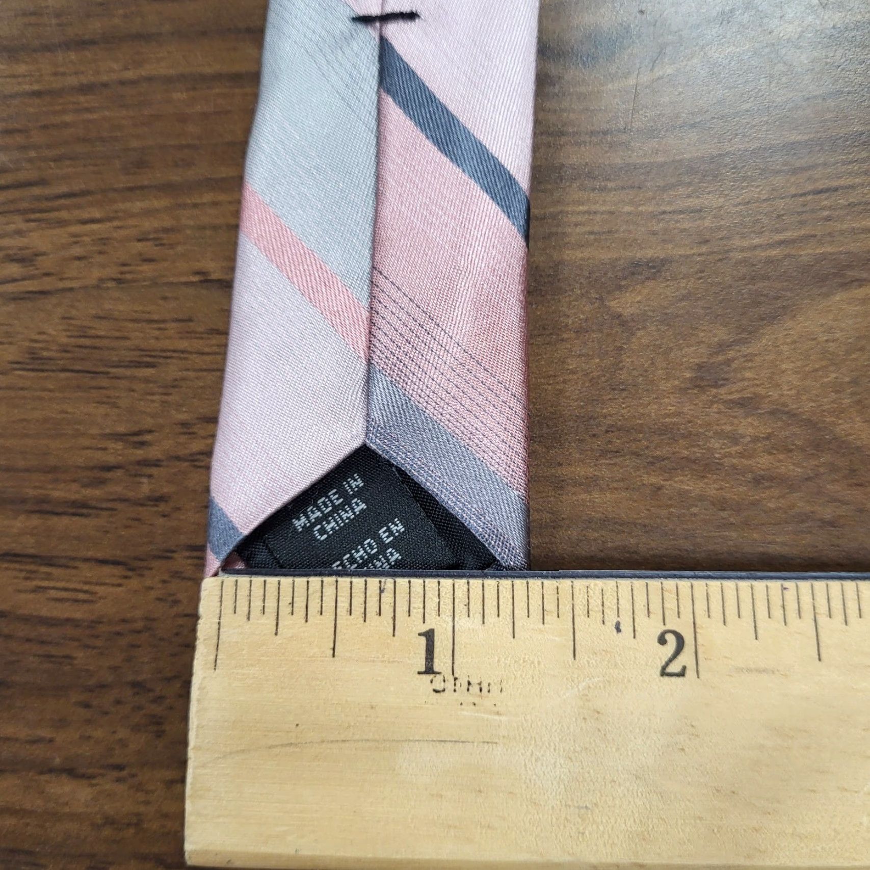 Croft & Barrow Croft & Barrow Neck Tie Mens 100% Silk Pink Grey Blue Diagonal Striped Preppy Mulitcolor Adjustable Tie Mens Size ONE SIZE - 4 Thumbnail