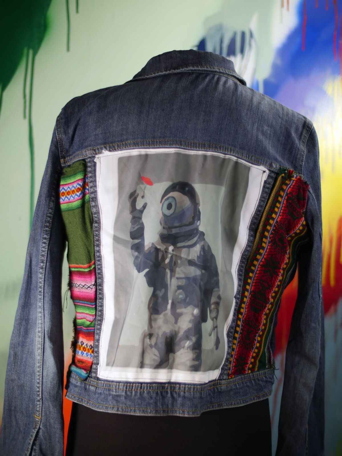 Merona Astronaut Peruvian Denim Jacket with Bolivian Fabric Size M / US 6-8 / IT 42-44 - 3 Thumbnail