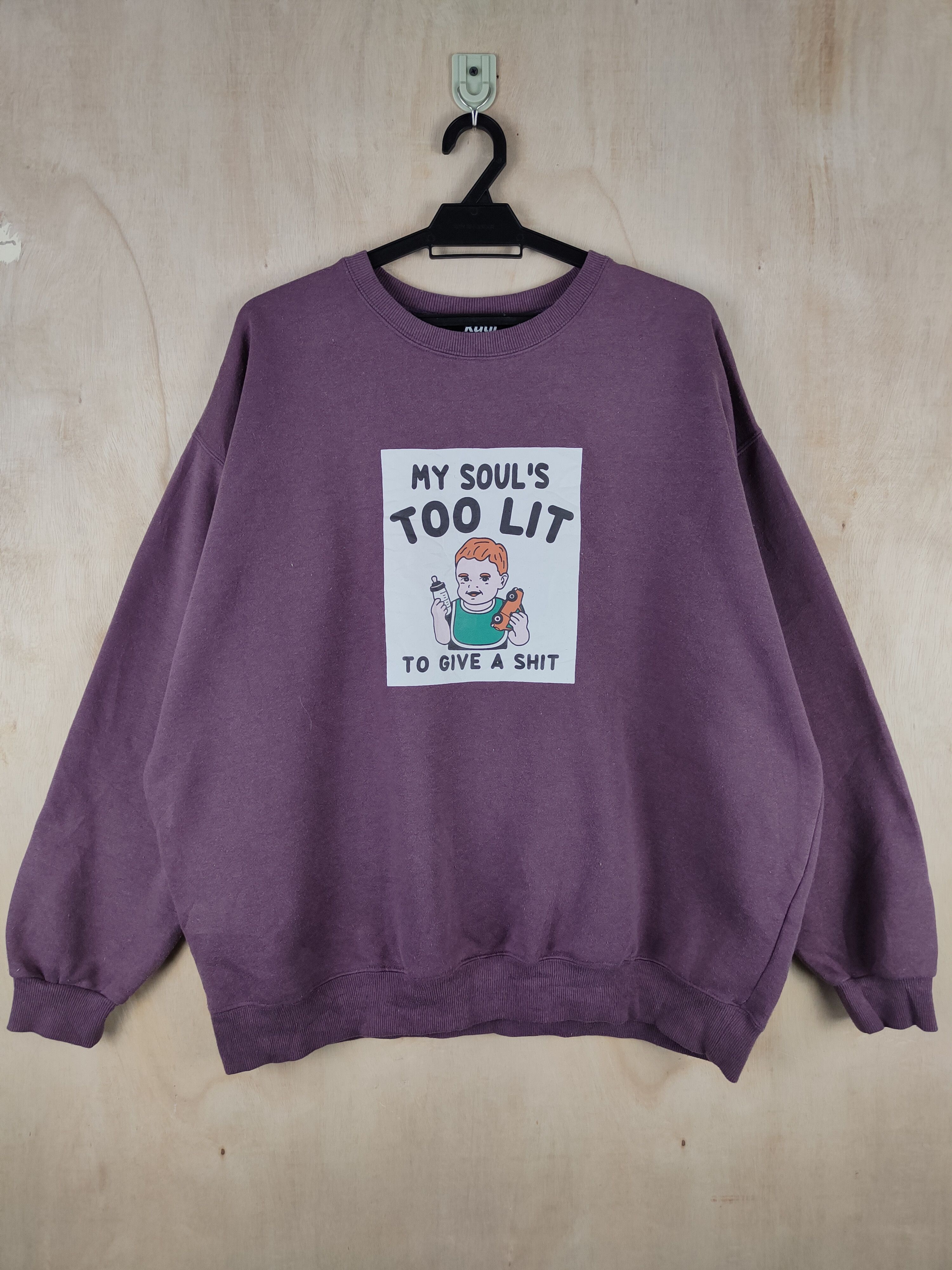 Japanese Brand × Vintage Kutir baby shit Dark Purple baggie Sweatshirts #S2583 Size US M / EU 48-50 / 2 - 1 Thumbnail