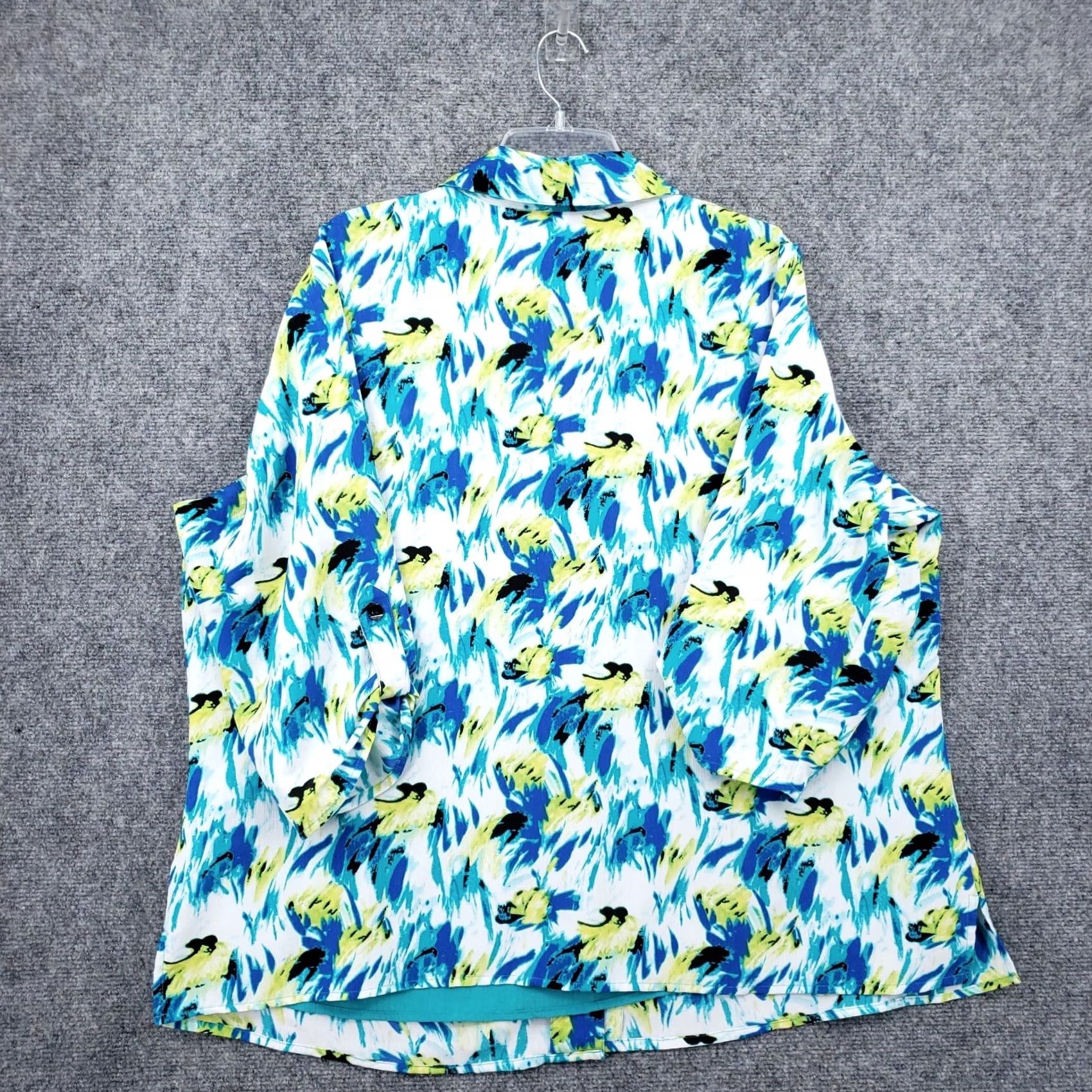Vintage Just My Size Women Plus 3X Blue Sunflower Floral Flower Button Down Collared Top Size XXL / US 16-18 / IT 52-54 - 2 Thumbnail