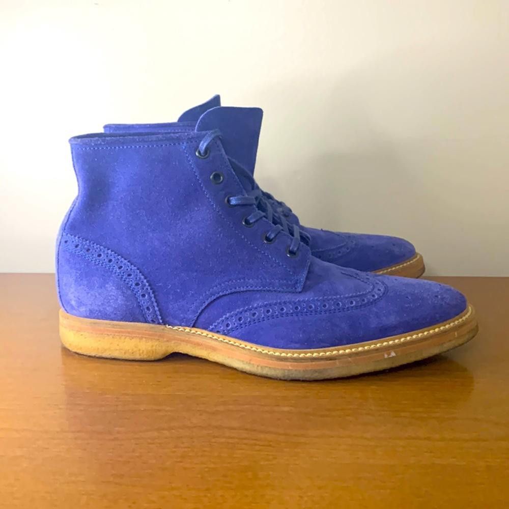 Hugo HUGO-Blue wingtip ankle boot- sz 42-Suede with leather sole Size US 8.5 / EU 41-42 - 1 Thumbnail