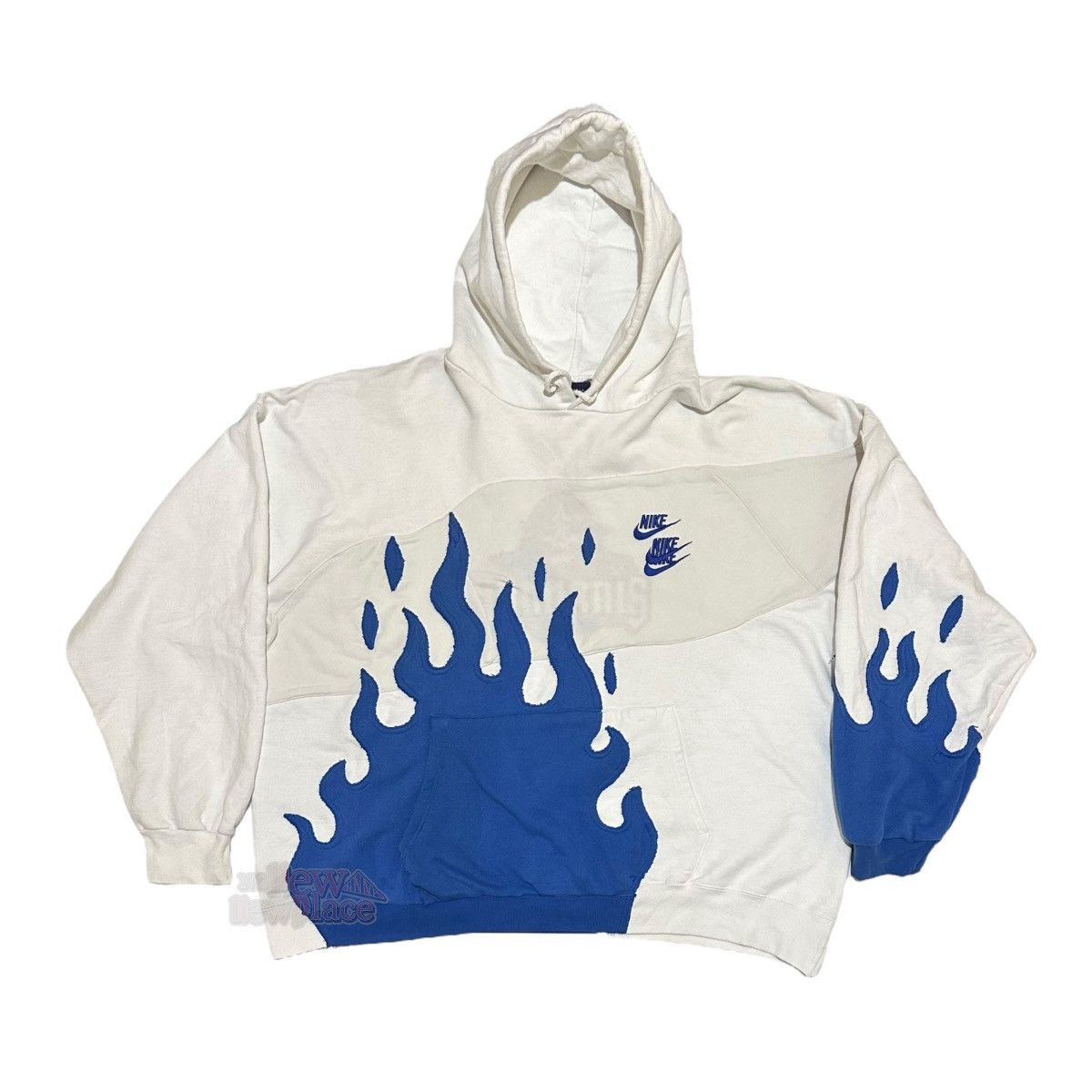 Nike White Pirate BLUE Flame “BlueSea” 598 Hoodie Reworked Size US XXL / EU 58 / 5 - 1 Thumbnail