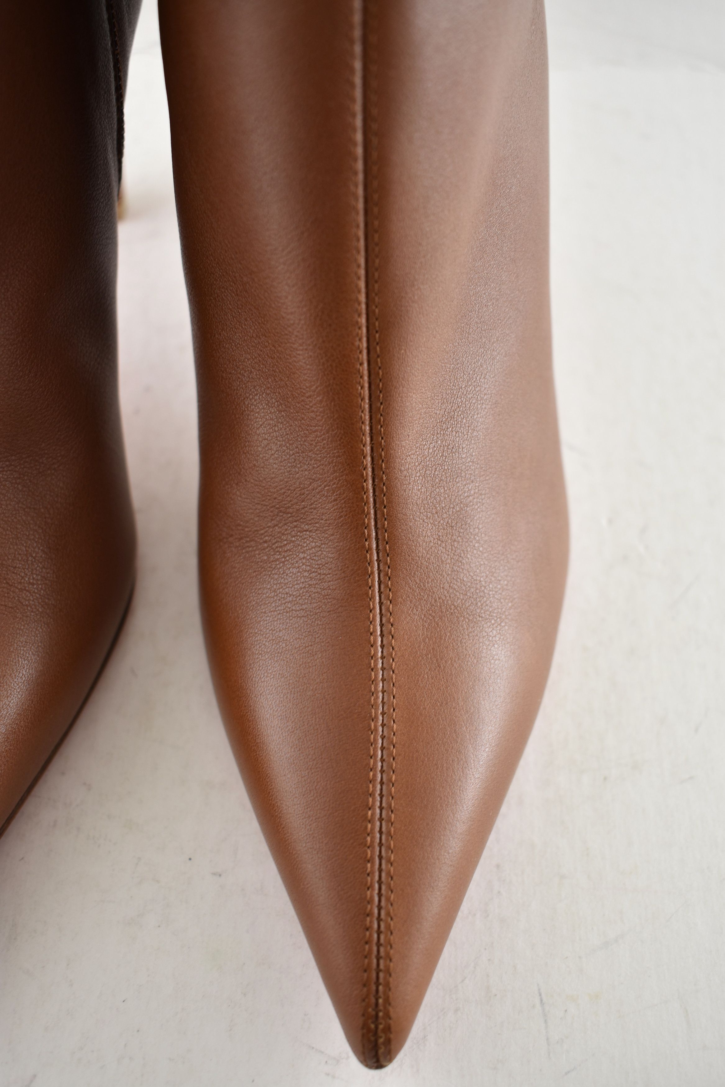 Christian Louboutin Vibella Booty 85 Brown Calf Leather Pointed Heel Bootie 37 Size US 7 / IT 37 - 9 Thumbnail
