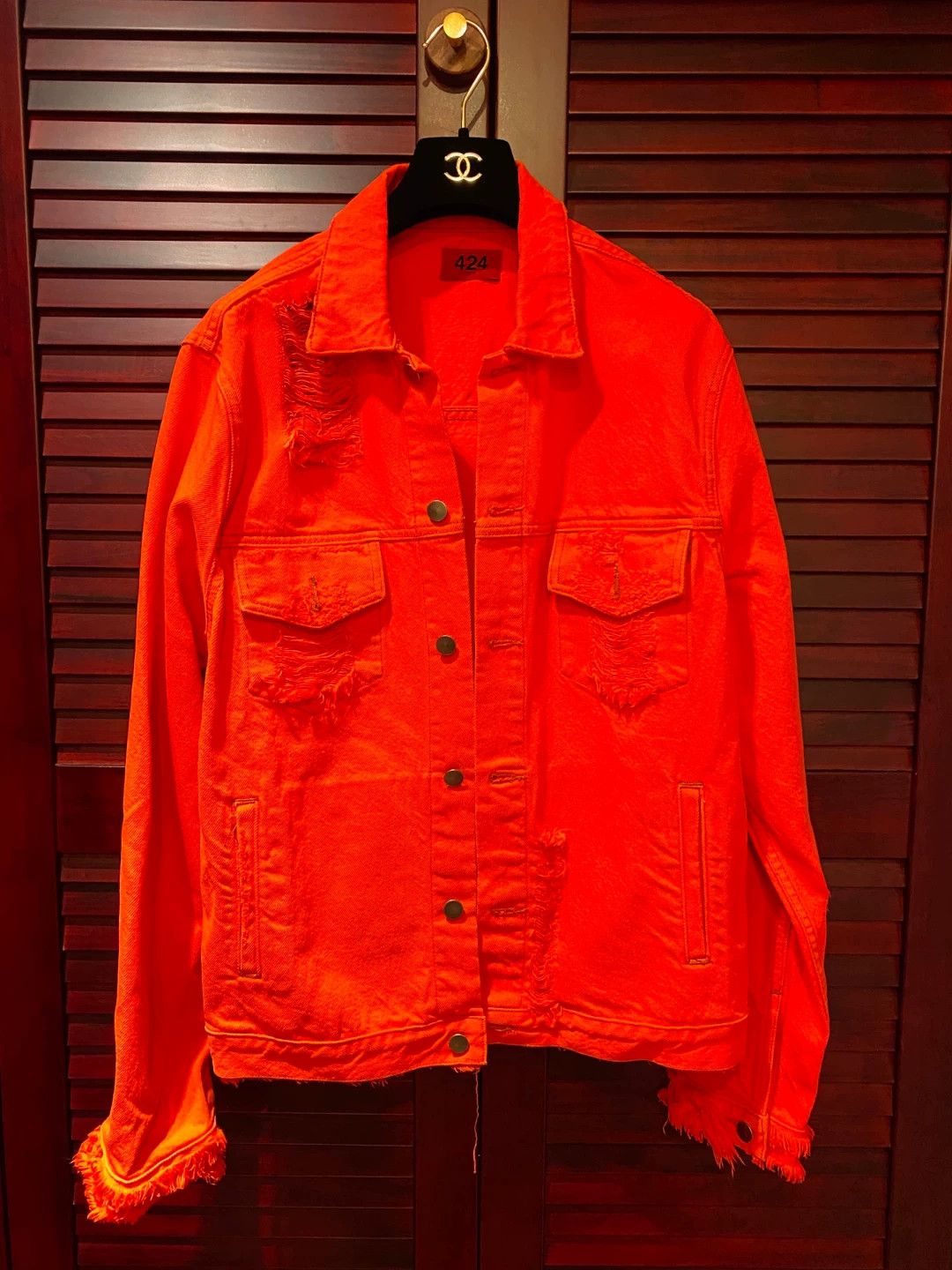 424 424 Men's Red Denim Jacket Size US S / EU 44-46 / 1 - 1 Thumbnail