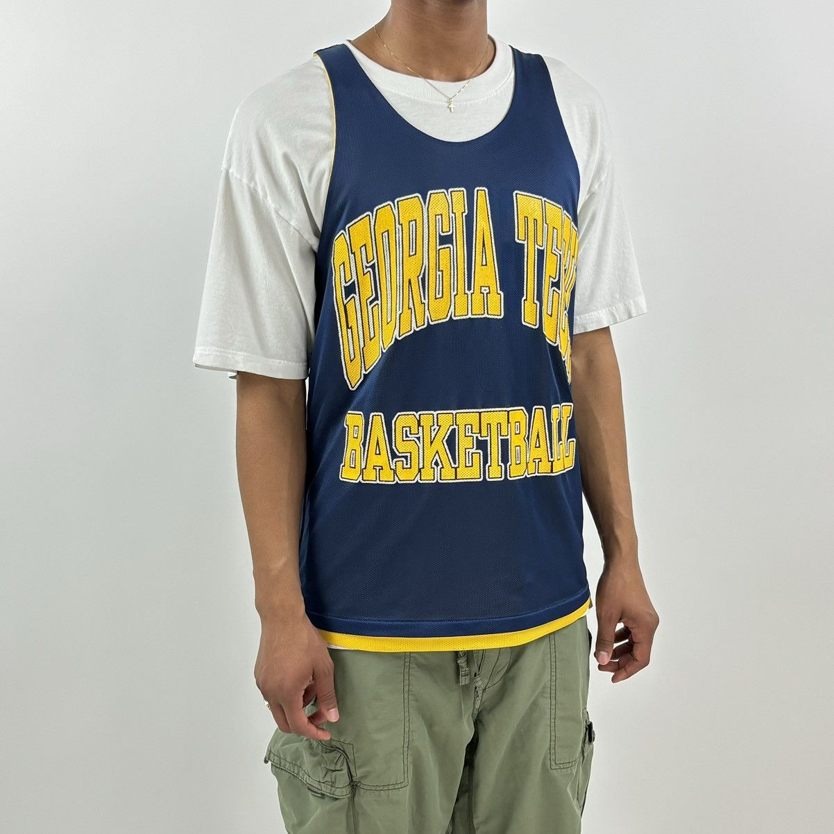 Vintage vintage 90s GEORGIA TECH College Basketball spellout jersey Size US L / EU 52-54 / 3 - 4 Thumbnail
