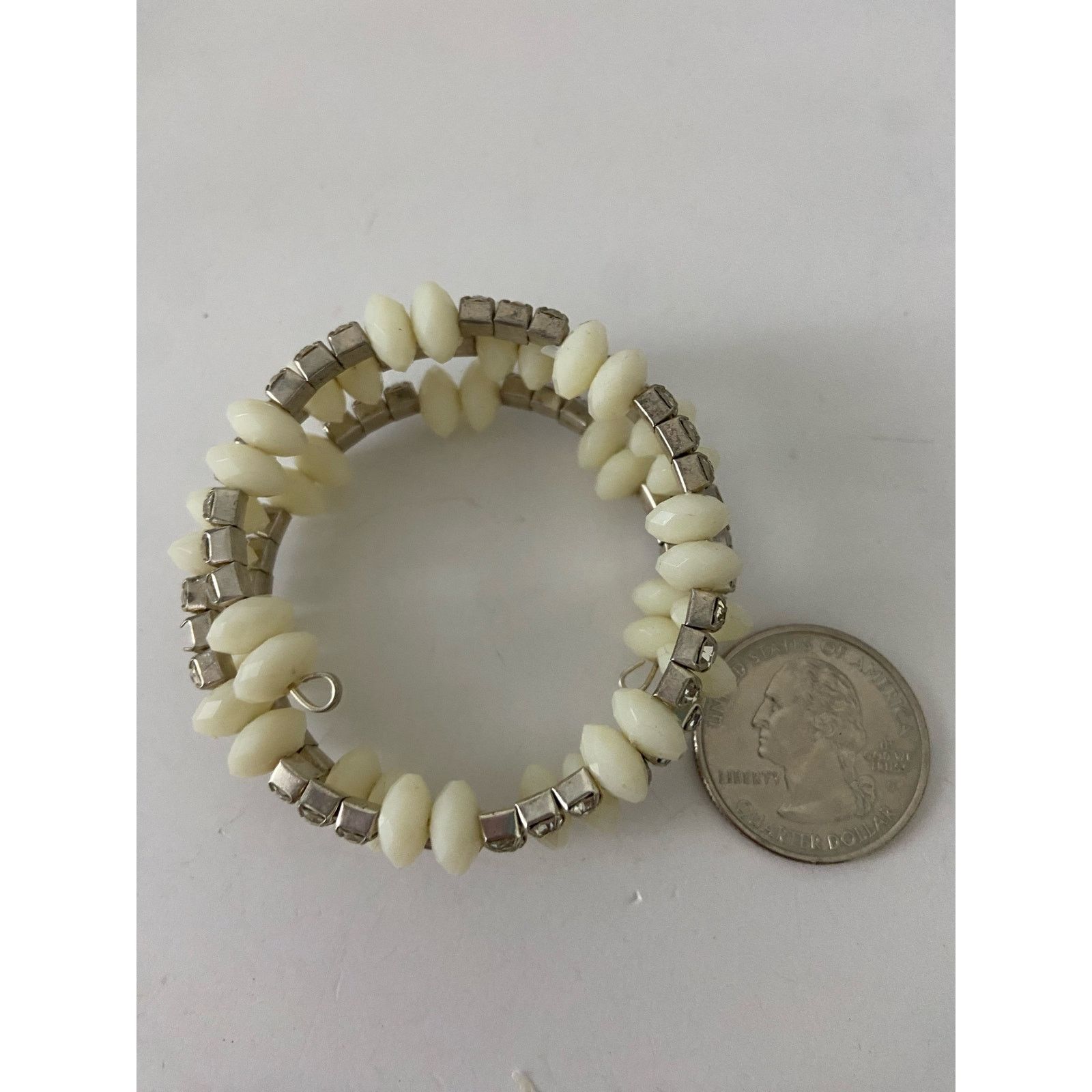 Other White bead and rhinestone wrap bracelet Size ONE SIZE - 3 Thumbnail