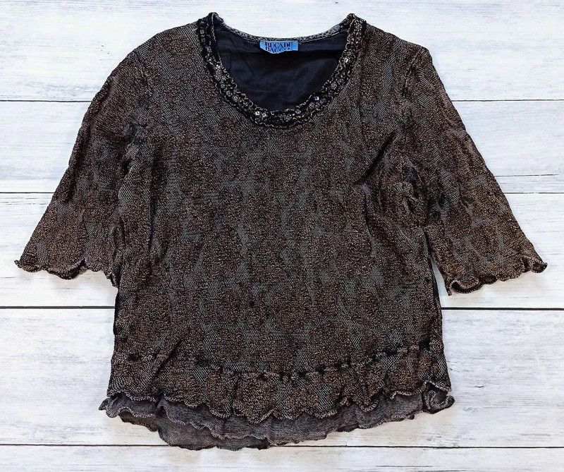 Vintage Art Nouveau Floral Shirt Bucadi Bacco Sequin Rare Opium Size US S / EU 44-46 / 1 - 11 Thumbnail