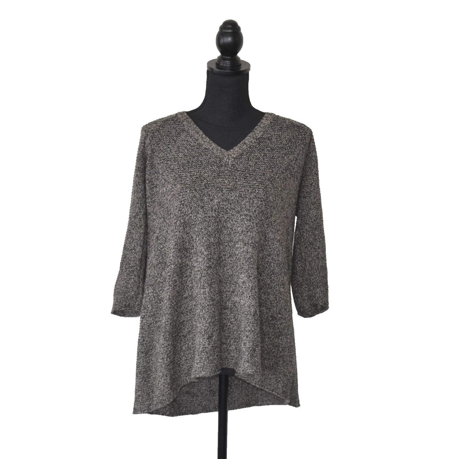 Eileen Fisher EILEEN FISHER Linen Knit 3/4 Sleeve V Neck Sweater Size PM Size M / US 6-8 / IT 42-44 - 2 Thumbnail