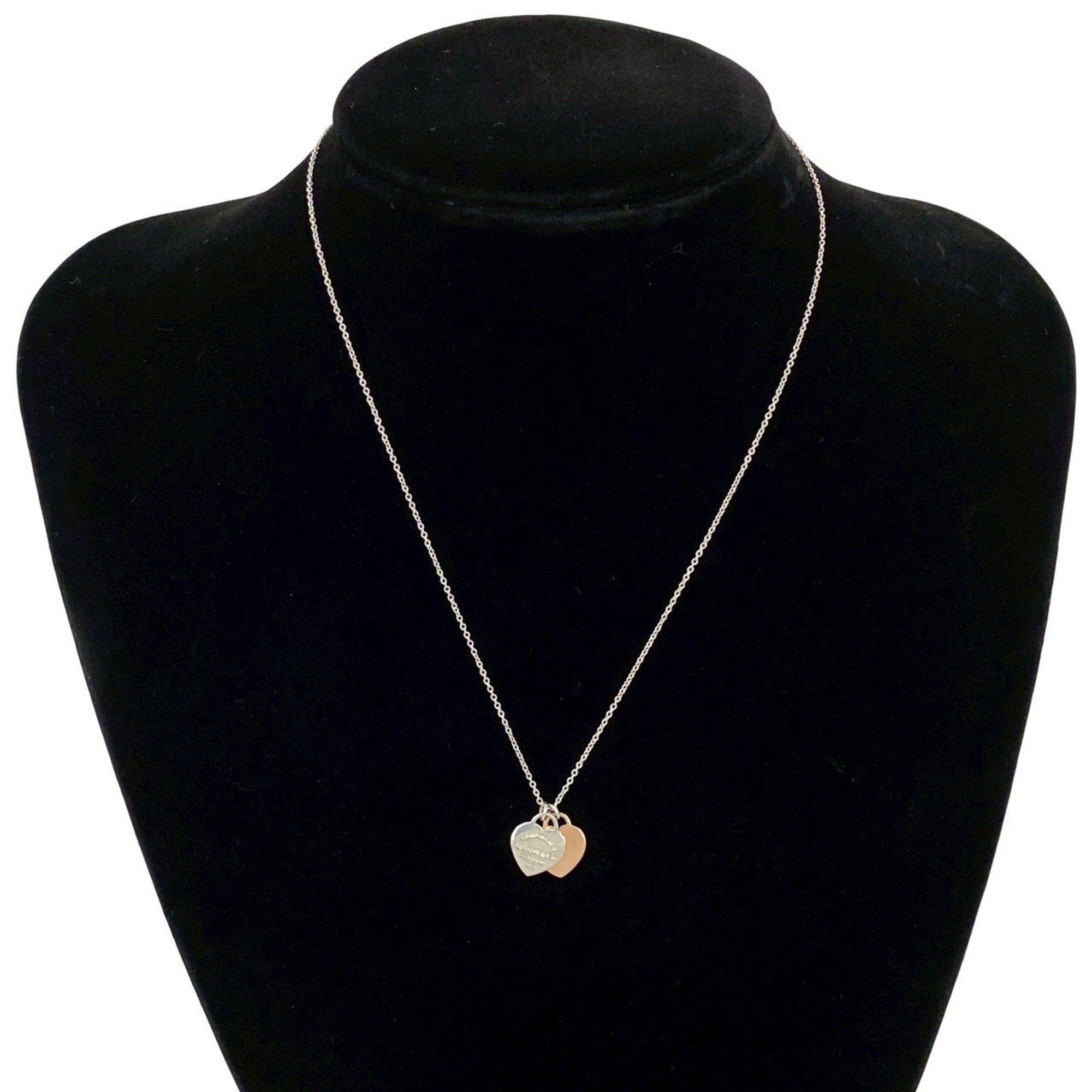 Tiffany & Co. TIFFANY & Co. Tiffany Return to Double Heart Sterling Silver 925 Metal Necklace Choker Pendant 97439 Size ONE SIZE - 1 Thumbnail
