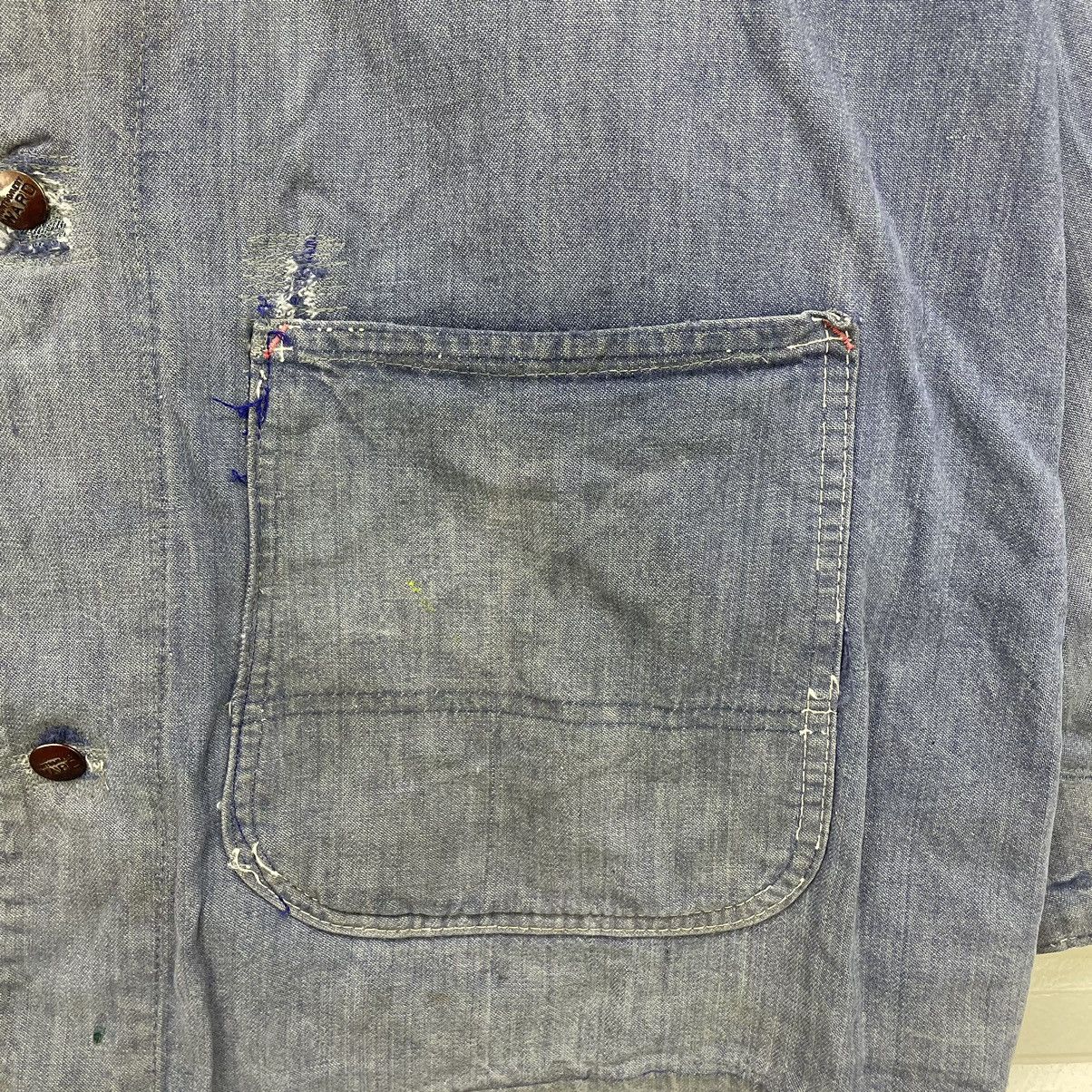 Original Montgomery × Vintage 💥Vintage 70s Montgomery Ward Chore Faded Indigo Jacket Size US M / EU 48-50 / 2 - 16 Thumbnail