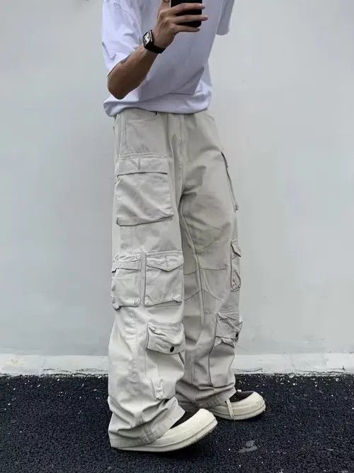 VIBE White casual and handsome multi-pocket cargo trousers Size US 30 / EU 46 - 7 Thumbnail