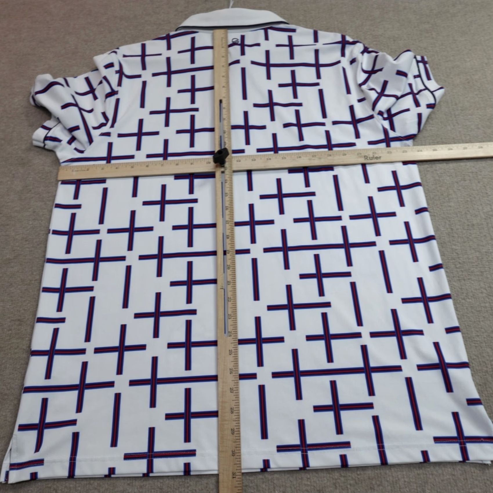Vintage Extracurricular Polo Shirt XL White Geometric Print Performance Polo Shirt Mens Short Sleeve Collared Pullover Polyester Spandex Blended Fabric Summer Size US XL / EU 56 / 4 - 4 Thumbnail