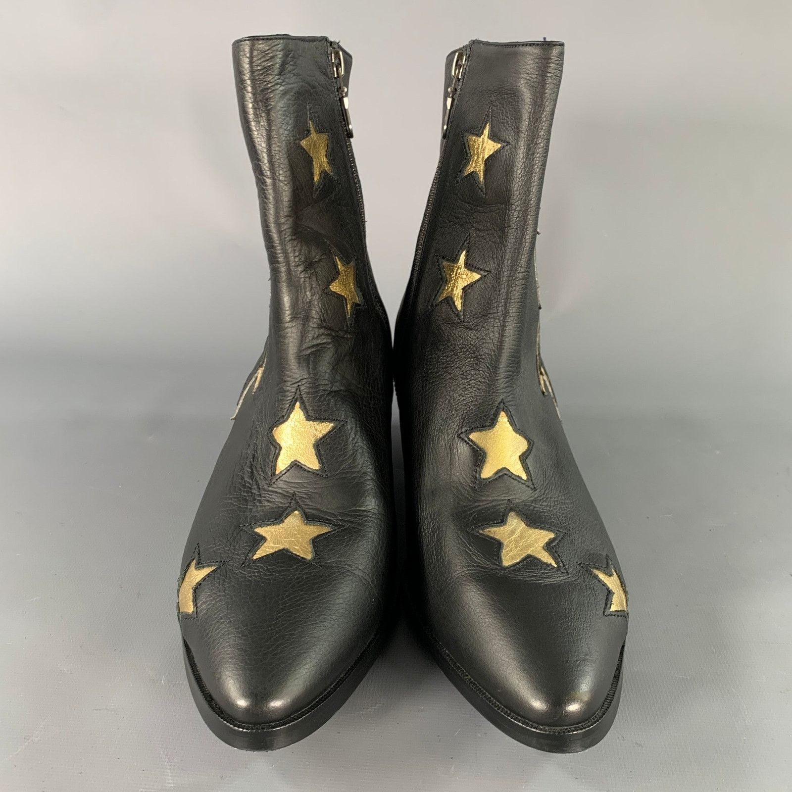 Other MODERN VICE 10.5 Black Gold Leather Stars Side Zipper Boots Size US 10.5 / IT 40.5 - 4 Thumbnail