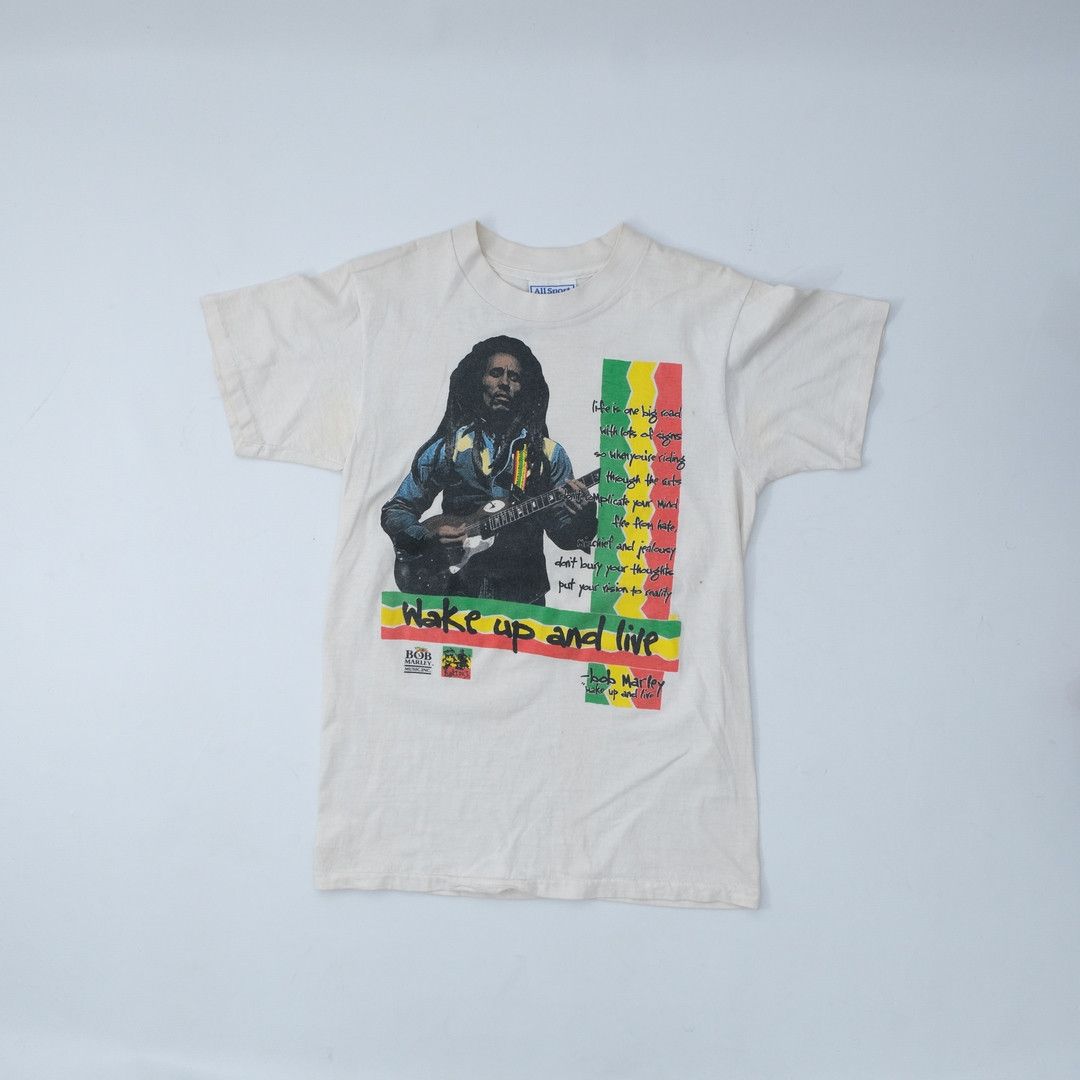 Bob Marley 1990s Bob Marley Wake Up And Live White Tee - Unisex Size US M / EU 48-50 / 2 - 1 Thumbnail