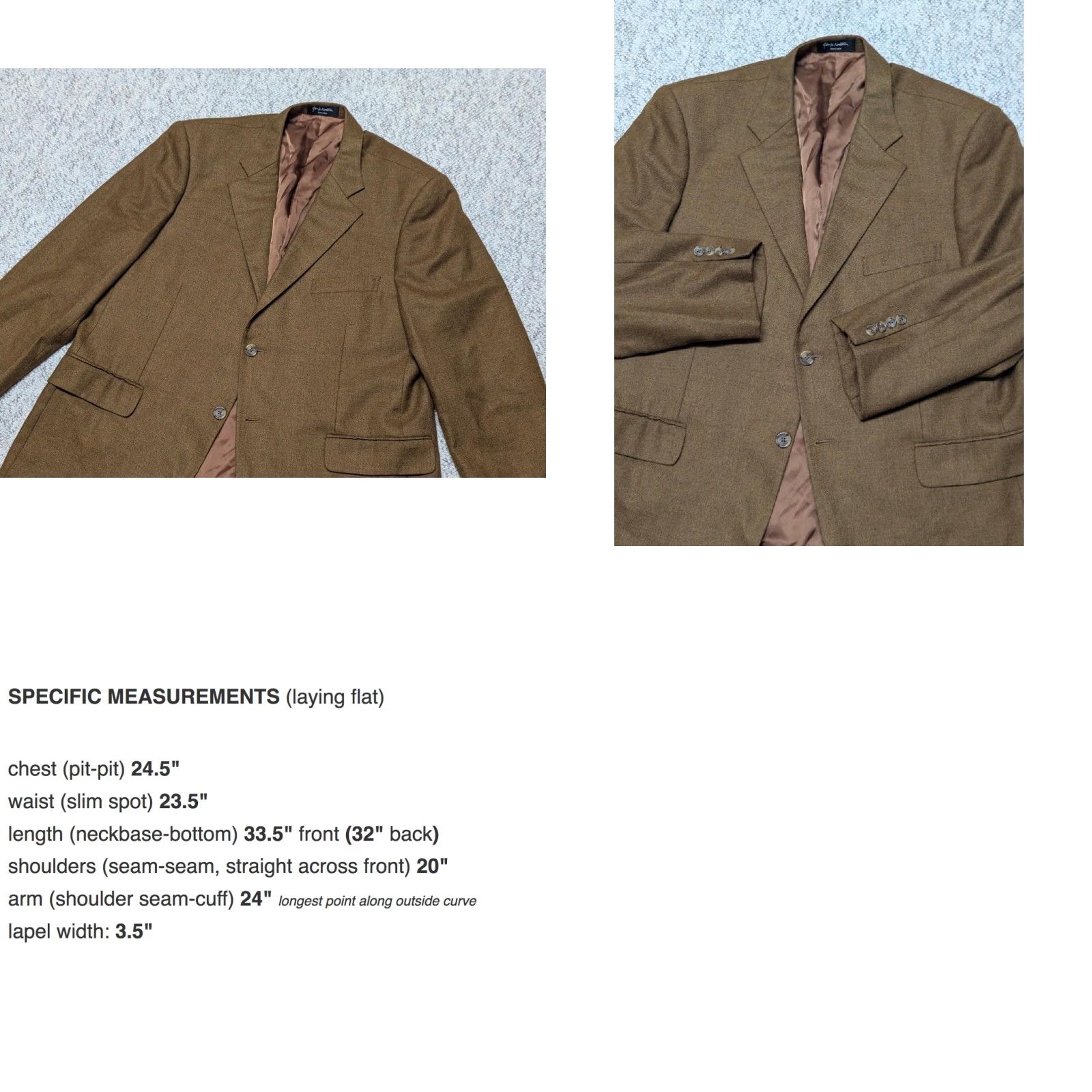 Loro Piana VINTAGE LORO PIANA nordstrom CASHMERE blazer 46S golden brown SPORTSCOAT jacket Size 46R - 8 Thumbnail