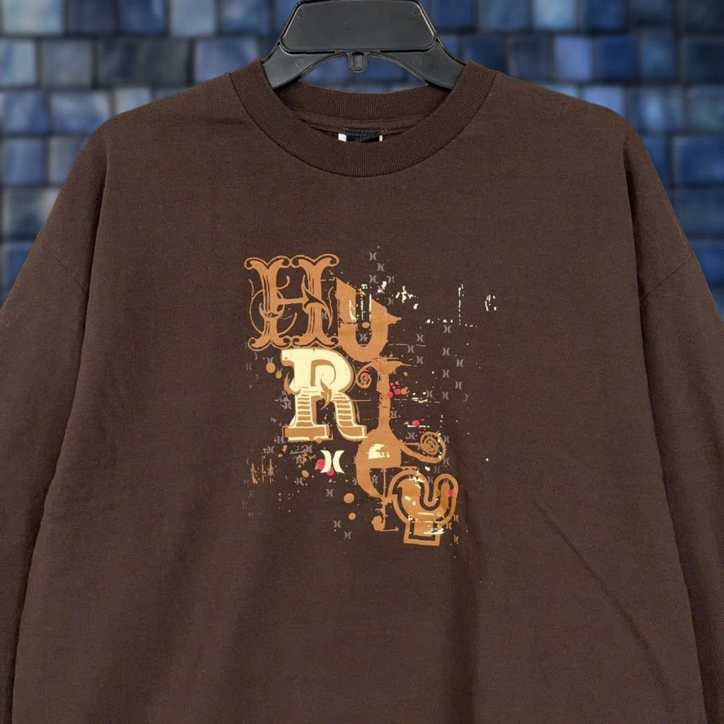 Hurley VINTAGE Hurley Shirt Mens XL Brown Long Sleeve Graphic Skate Surf Cali Logo Shirt XL Brown Graphic 90s Mens Size US XL / EU 56 / 4 - 1 Thumbnail