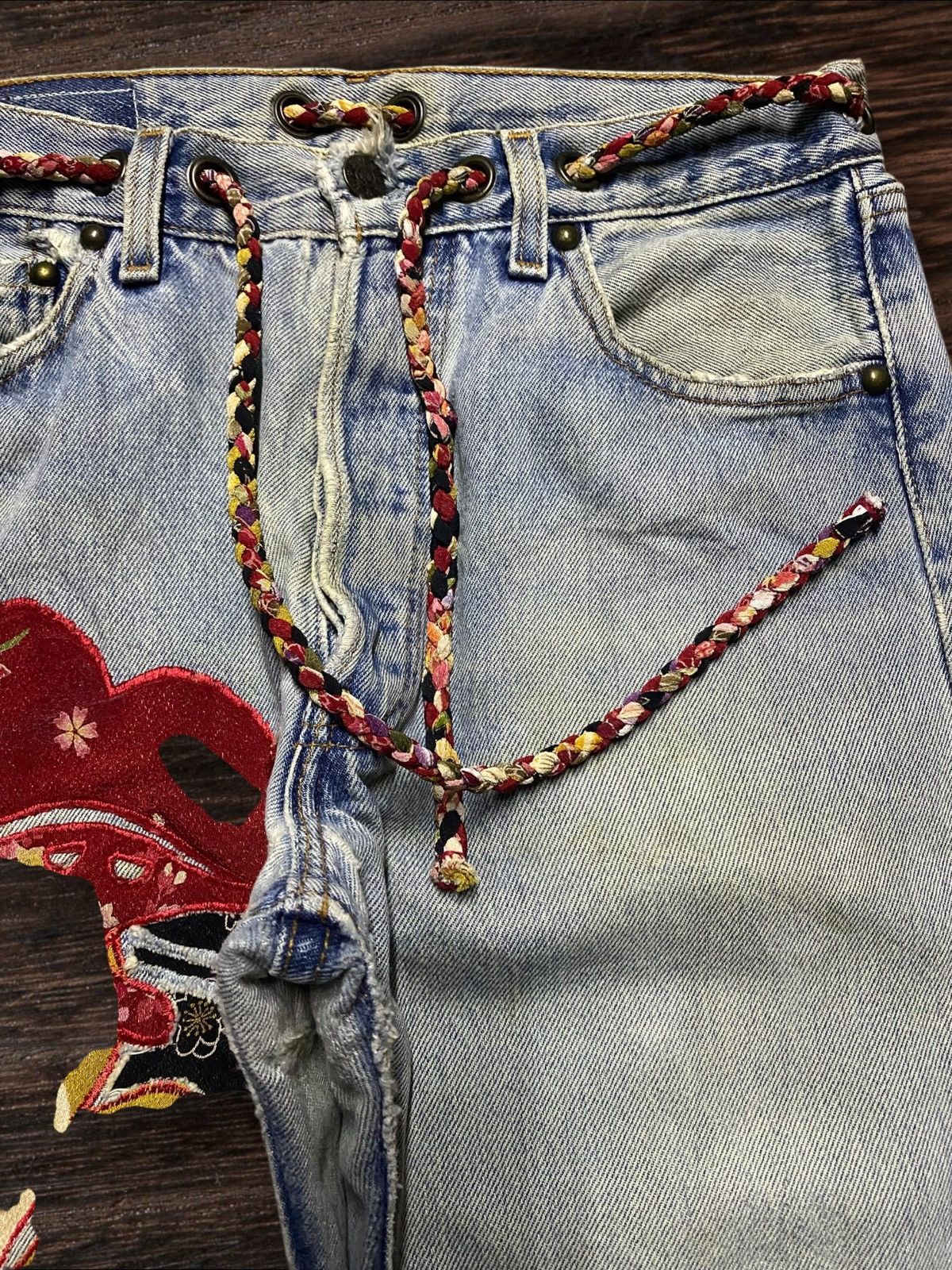 Kapital Vintage Japanese Brand Embroidery Diary Streetwear Jeans Size US 29 - 10 Thumbnail
