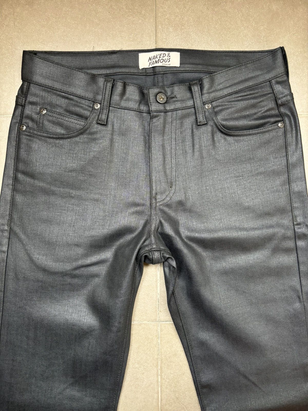 Naked & Famous Naked & Famous Denim - Black Waxed Jeans Size US 31 - 4 Thumbnail