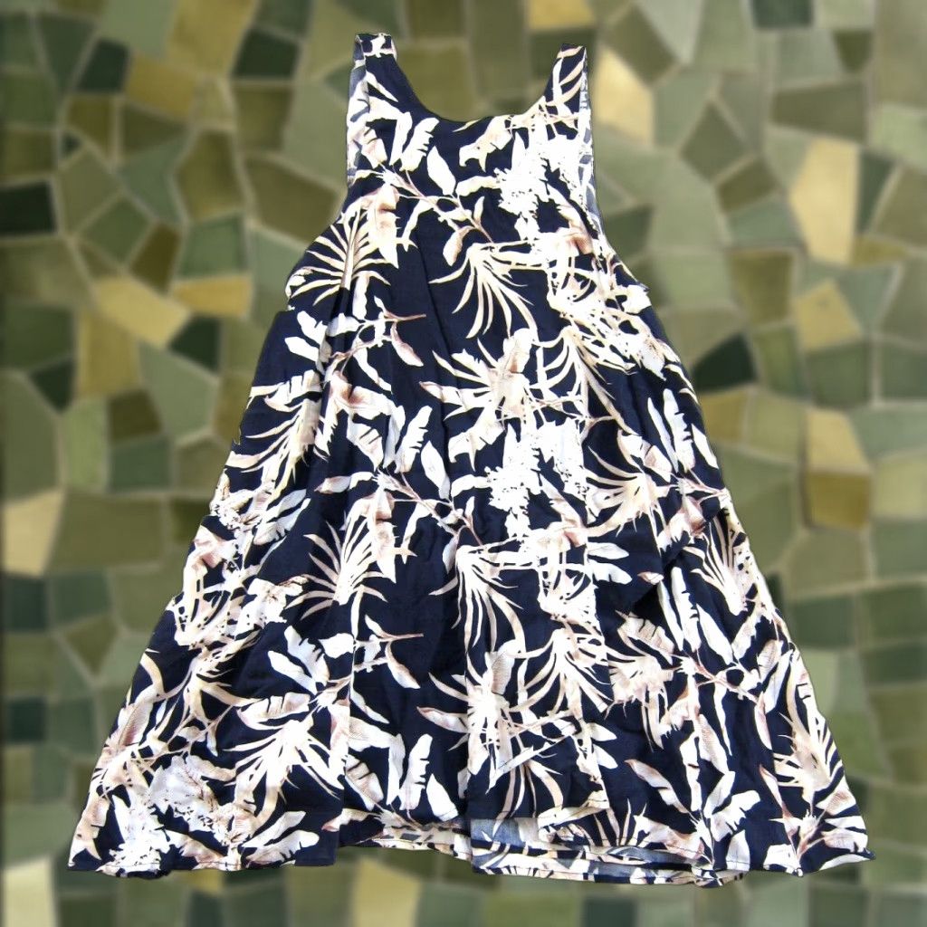 Vintage Dress Forum Los Angeles California Rayon Blue Floral Tank Sun Dress Medium Size M / US 6-8 / IT 42-44 - 1 Thumbnail