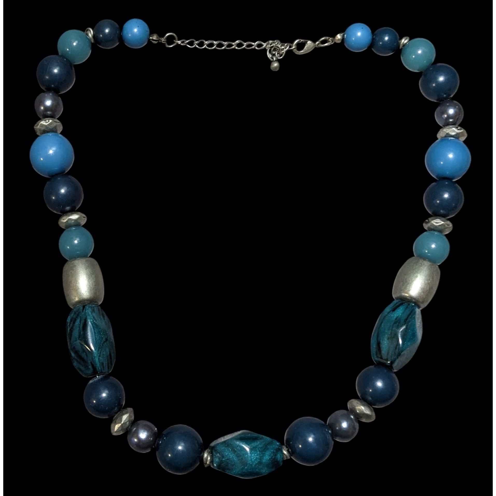 Other Blue And Silver Casual Chunky Beaded Necklace Size ONE SIZE - 1 Thumbnail