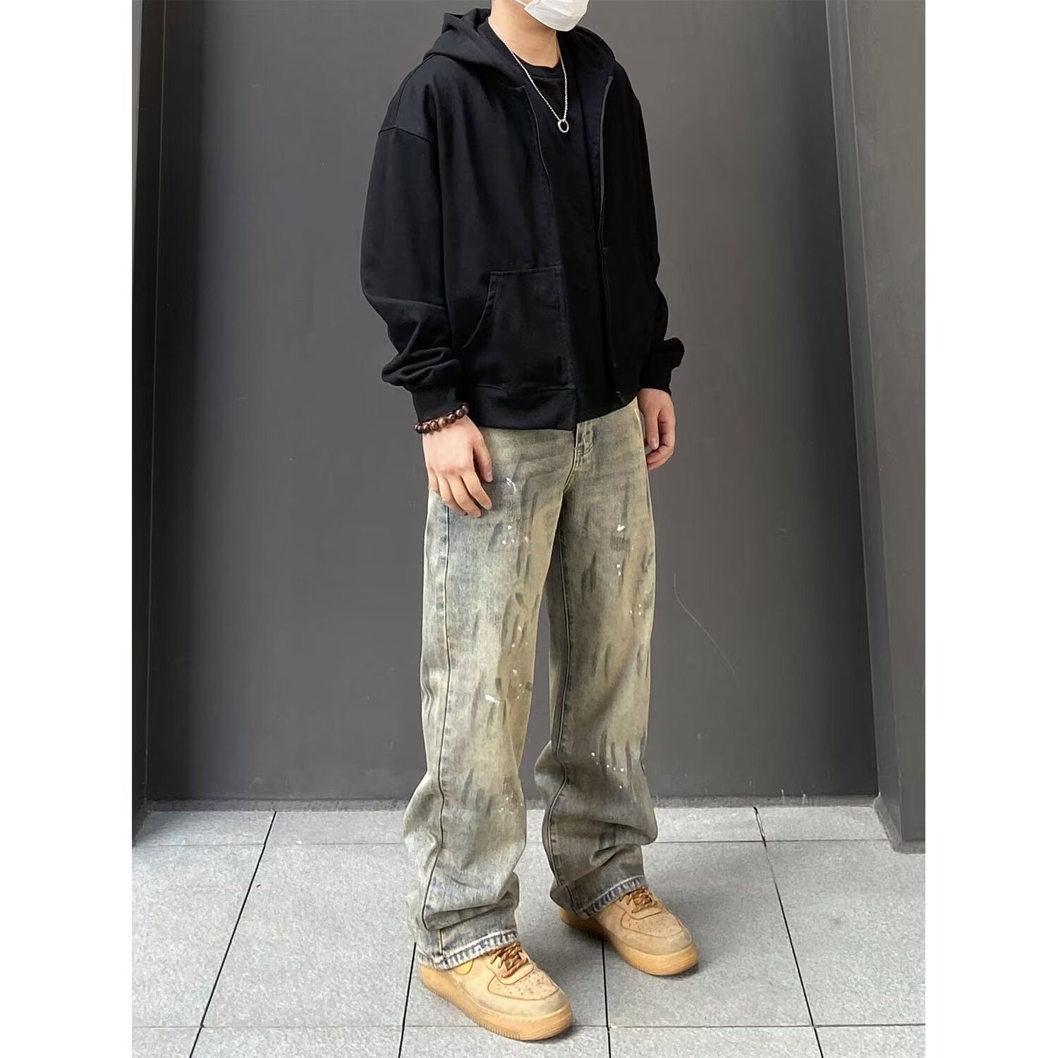 Japanese Brand × Jean Retro loose straight tube splashed ink jeans Size US 32 / EU 48 - 3 Thumbnail