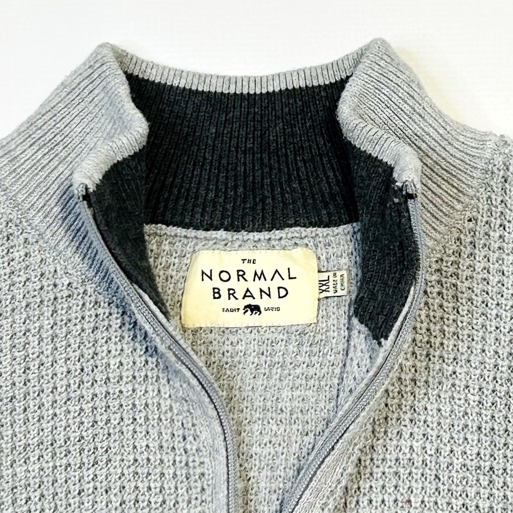 J Brand The Normal Brand 1/4 Zip Waffle Knit Pullover Sweater Gray Mens 2XL Size US XXL / EU 58 / 5 - 6 Thumbnail