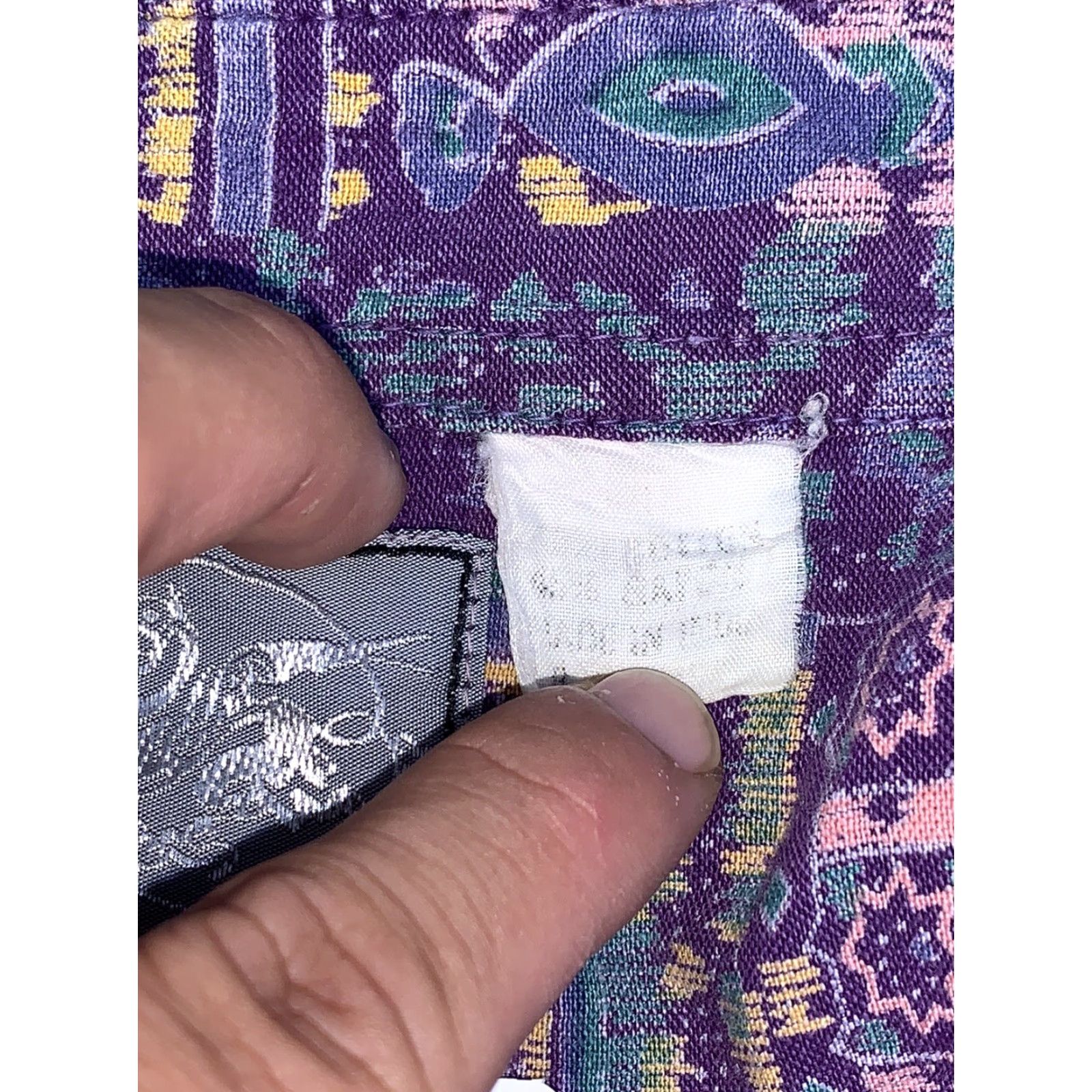 Vintage VINTAGE 90s Blazer Firenze Mens Button-Up Short Sleeve Purple M Geometric 4132 Size US 31 - 4 Thumbnail