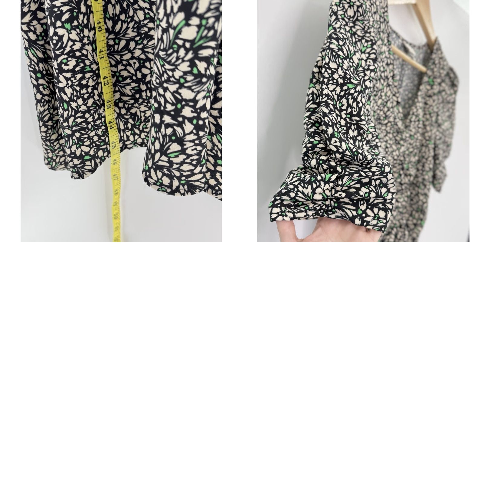 Vintage A New Day Crepe Short Sleeves Midi Dress Green Floral Hi Low Dress Sz S Boho Dress Size 28" / US 6 / IT 42 - 9 Thumbnail