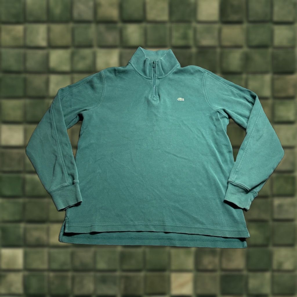 Lacoste Lacoste 1/4 Zip Sweater Mens Large Green Mock Neck Cotton Croc Pullover Size US L / EU 52-54 / 3 - 1 Thumbnail