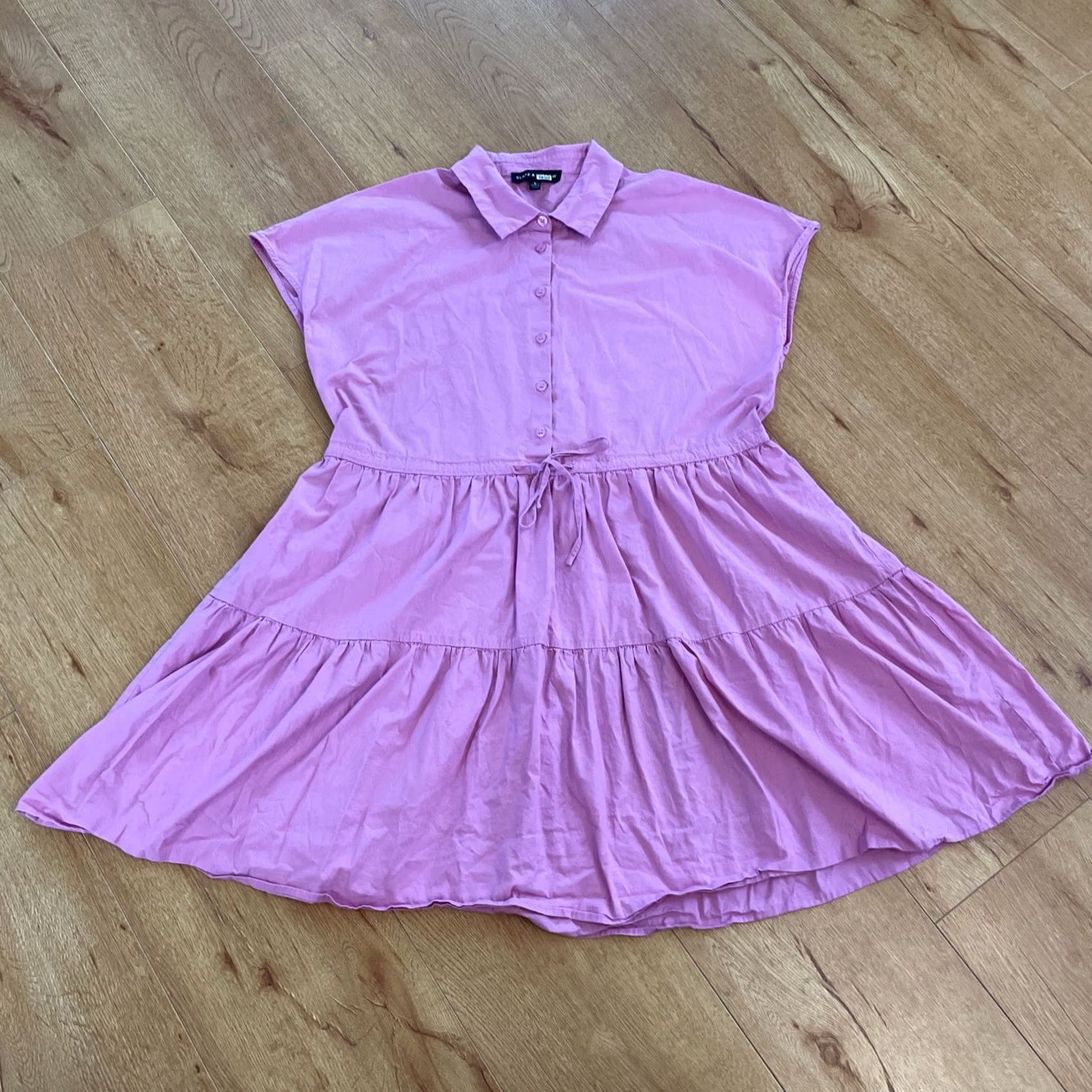 Vintage Slate & Willow Shirt Dress Endless Oversized Pink Sleeveless Button Up Drawstring L Women Size L / US 10 / IT 46 - 2 Thumbnail