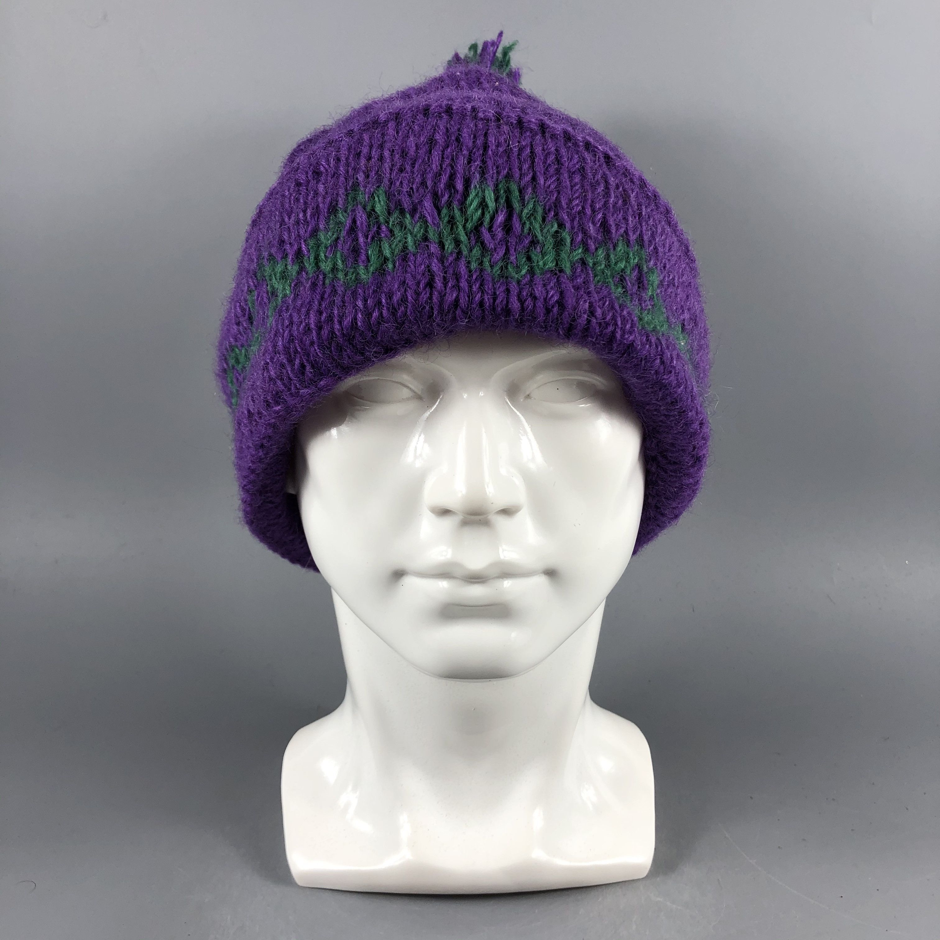 image of Vintage Unknown Ribbed Knit Purple Beanie Snow Hat Snow Cap -D1307, Men's