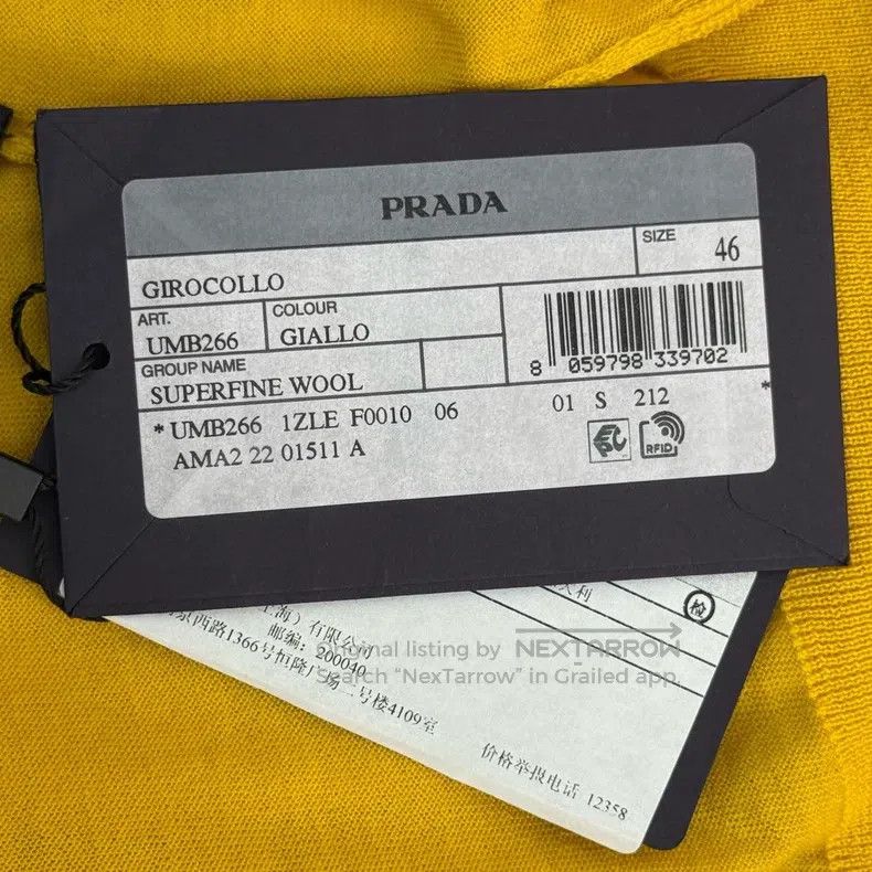 Prada Prada Yellow classic embroidered logo sheep wool knitted s Size US S / EU 44-46 / 1 - 7 Thumbnail