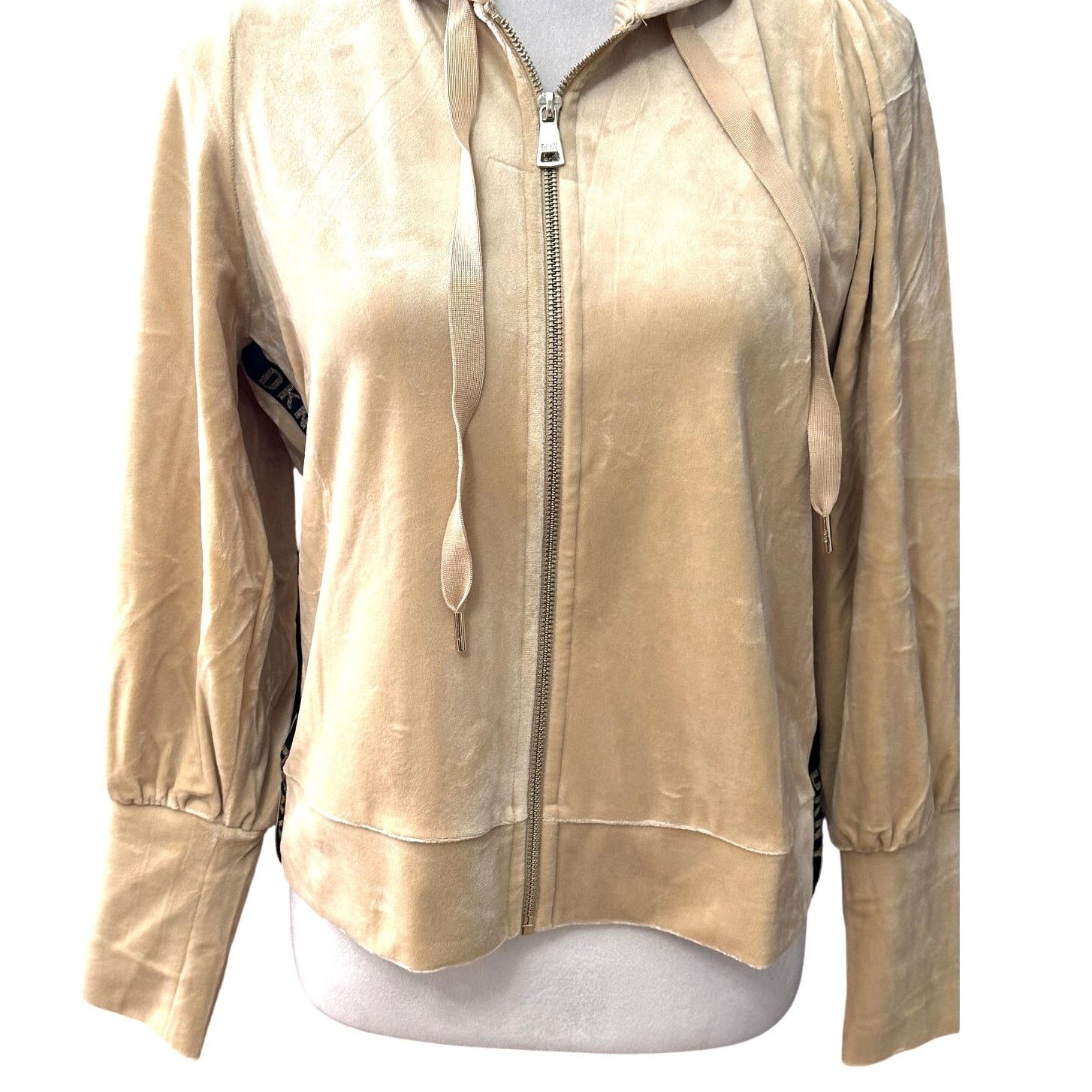 DKNY DKNY Full-Zip Hoodie Long Sleeve Velour Gold Tan Women's M Size M / US 6-8 / IT 42-44 - 4 Thumbnail